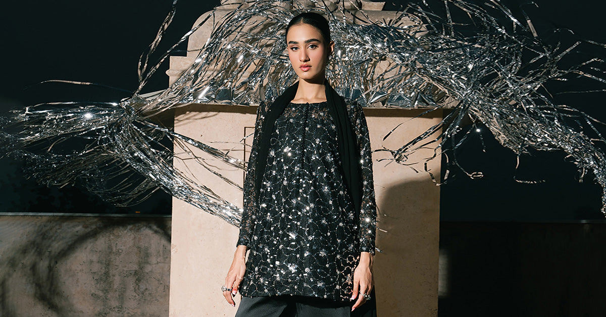 3 Piece Embroidered Net Suit