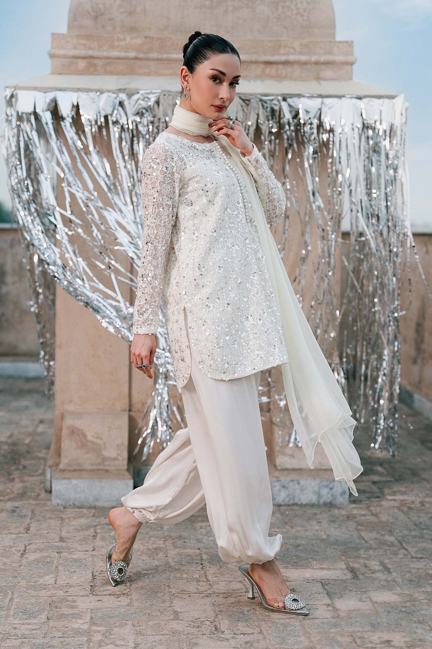3 Piece Embroidered Net Suit