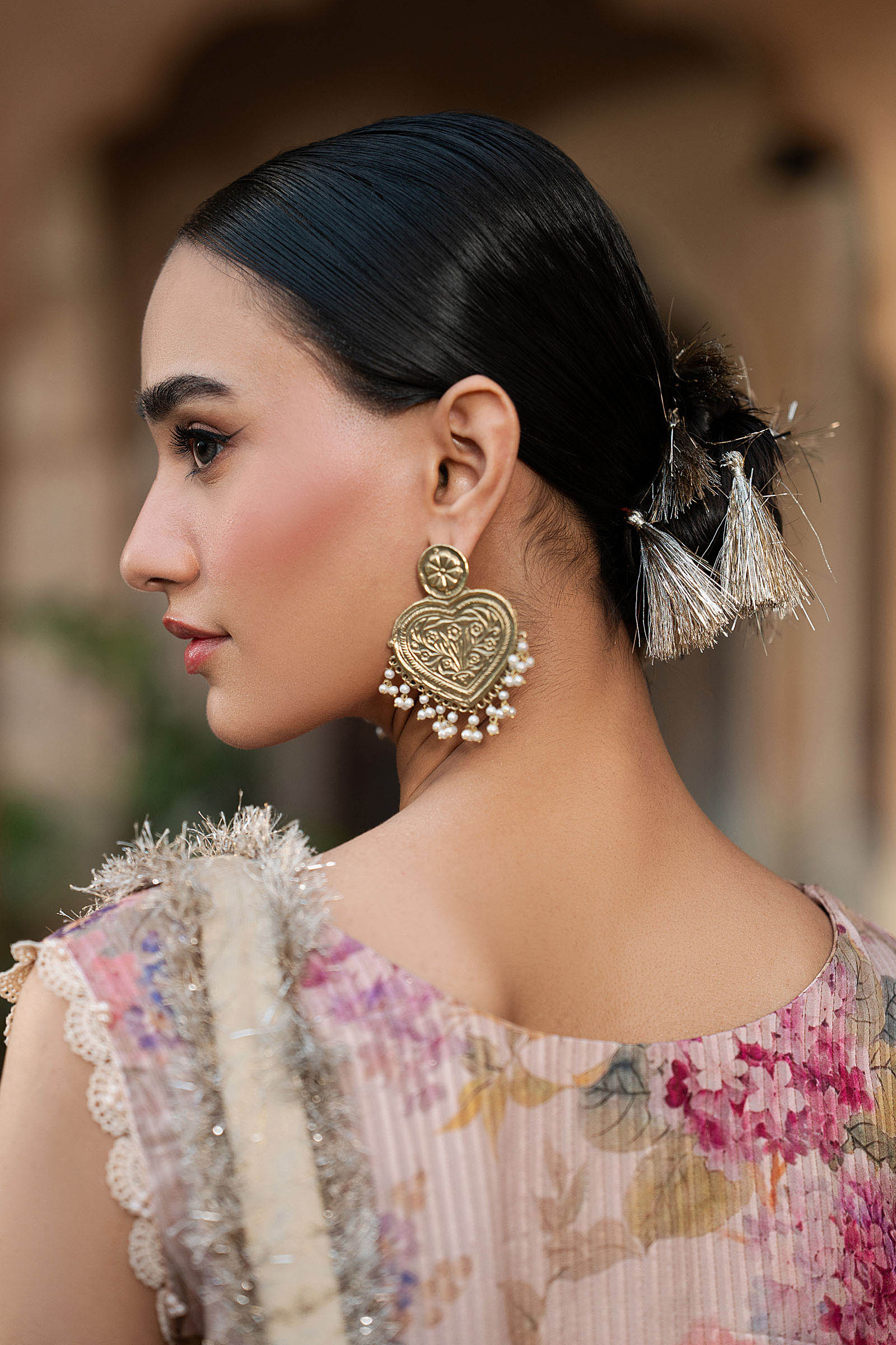 2 Piece Embroidered Textured Silk Suit