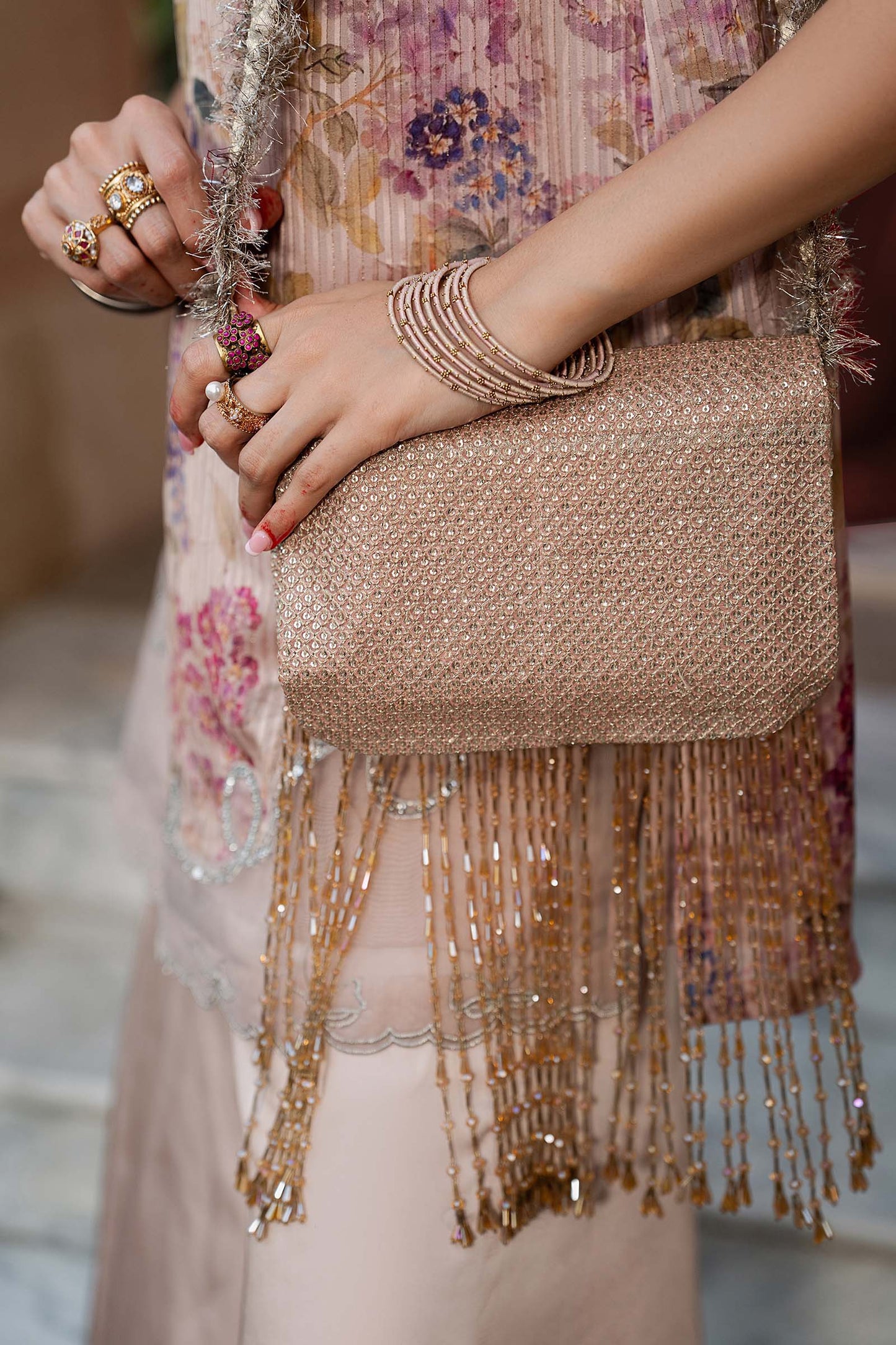 2 Piece Embroidered Textured Silk Suit