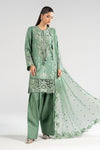 3 Piece Embroidered Raw Silk Suit