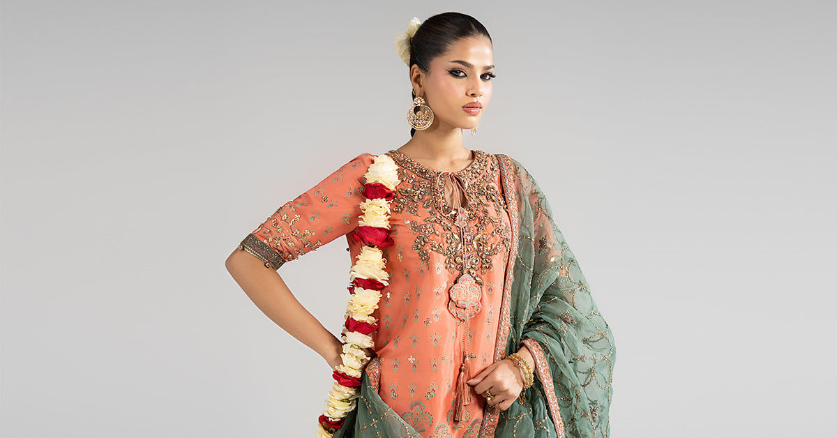 3 Piece Embroidered Raw Silk Suit