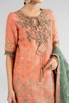 3 Piece Embroidered Raw Silk Suit