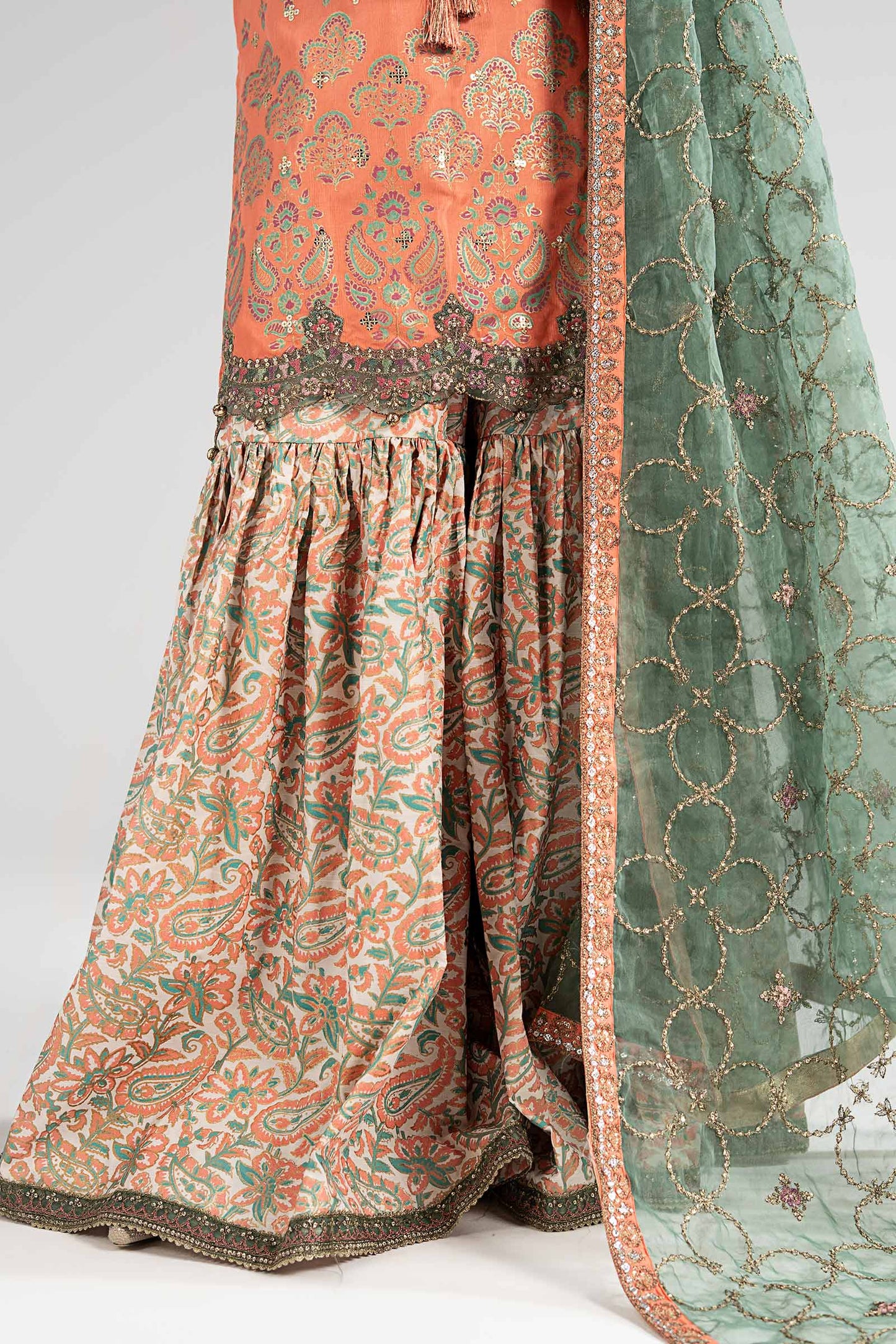 3 Piece Embroidered Raw Silk Suit