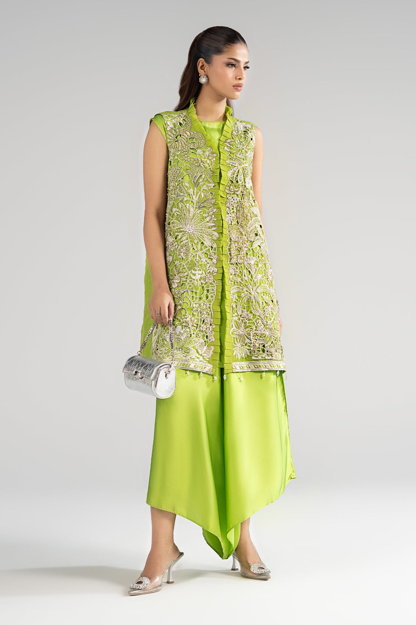 3 Piece Embroidered Organza Suit