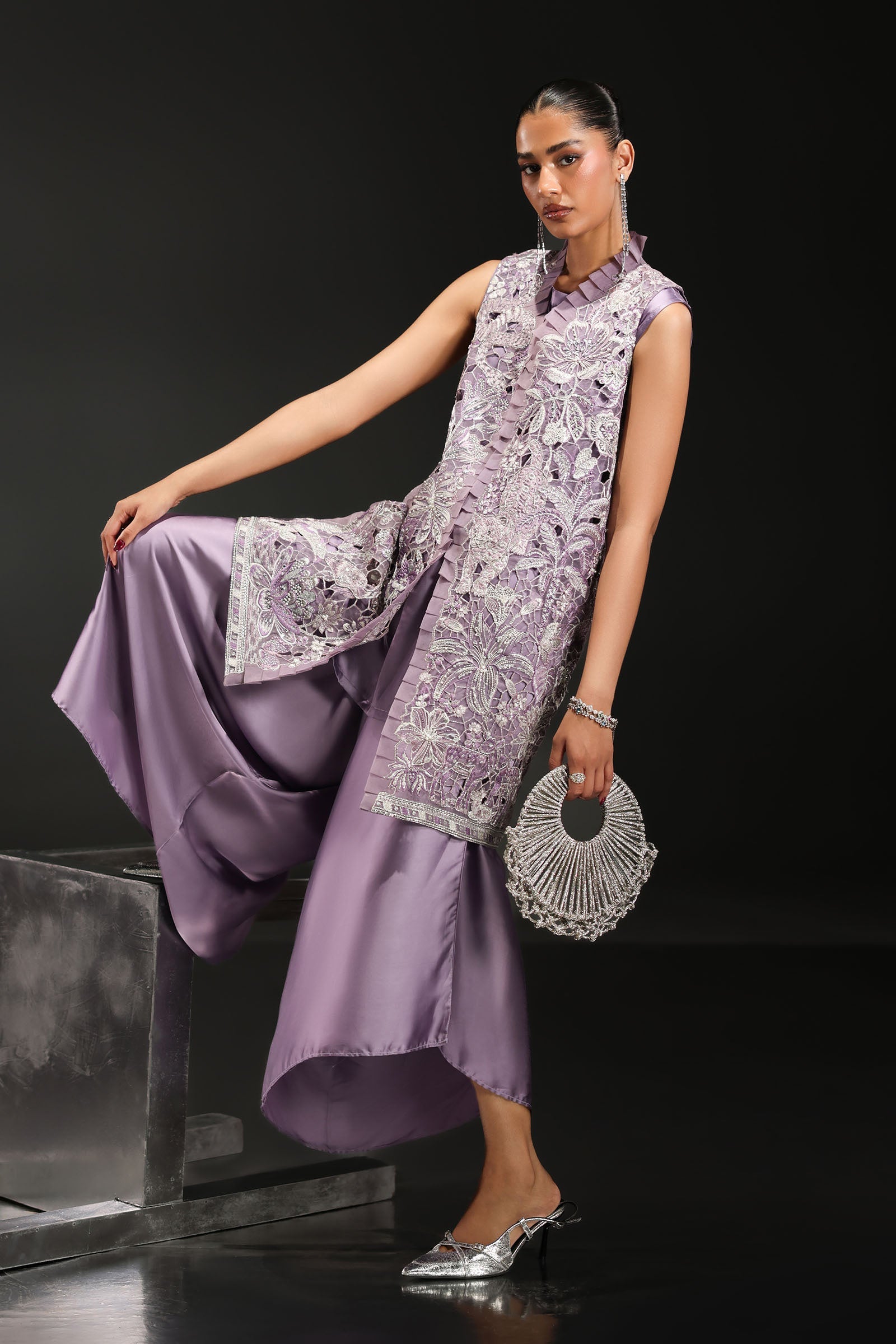3 Piece Embroidered Organza Suit