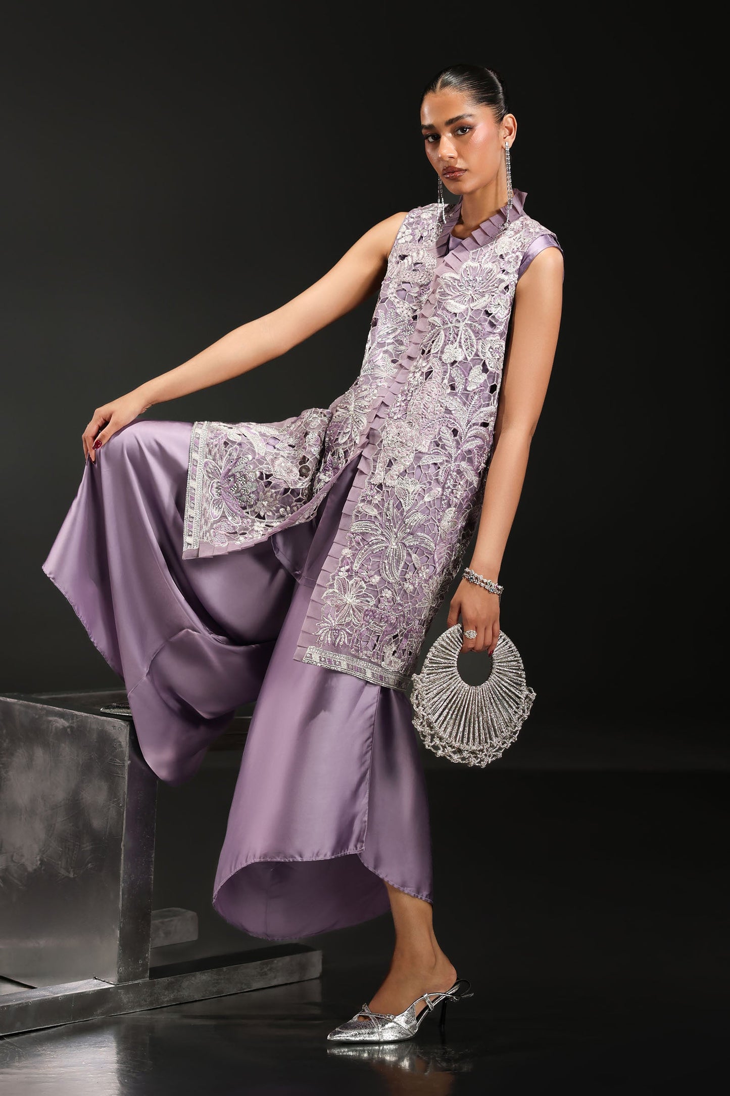 3 Piece Embroidered Organza Suit