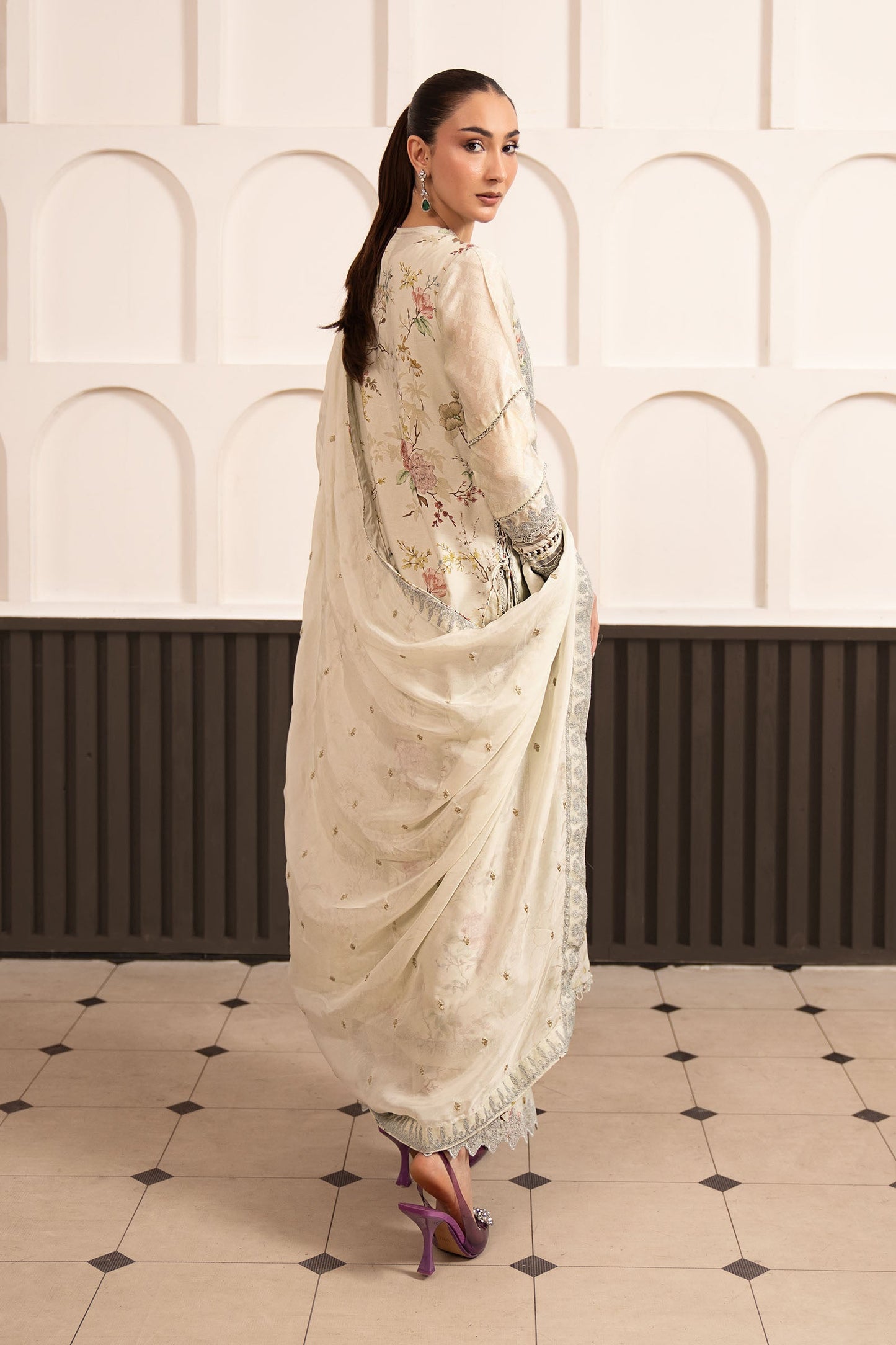 3 Piece Embroidered Raw Silk Suit