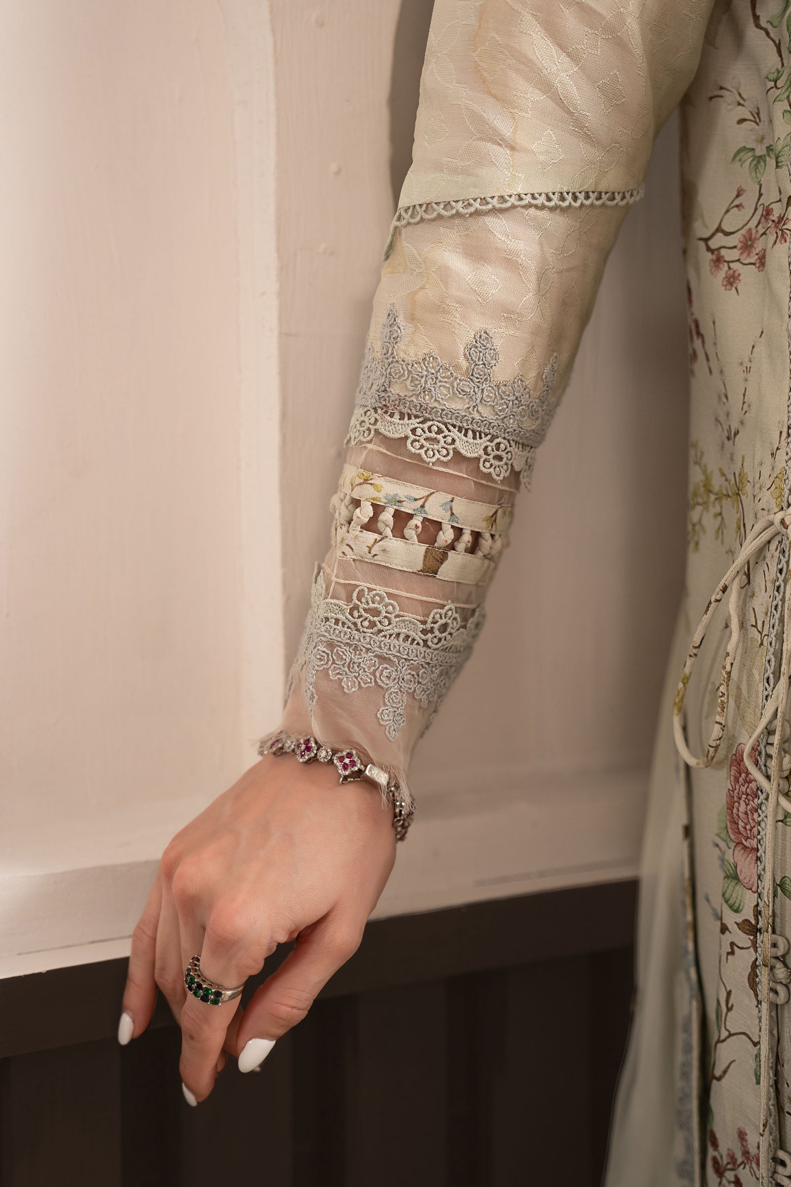 3 Piece Embroidered Raw Silk Suit