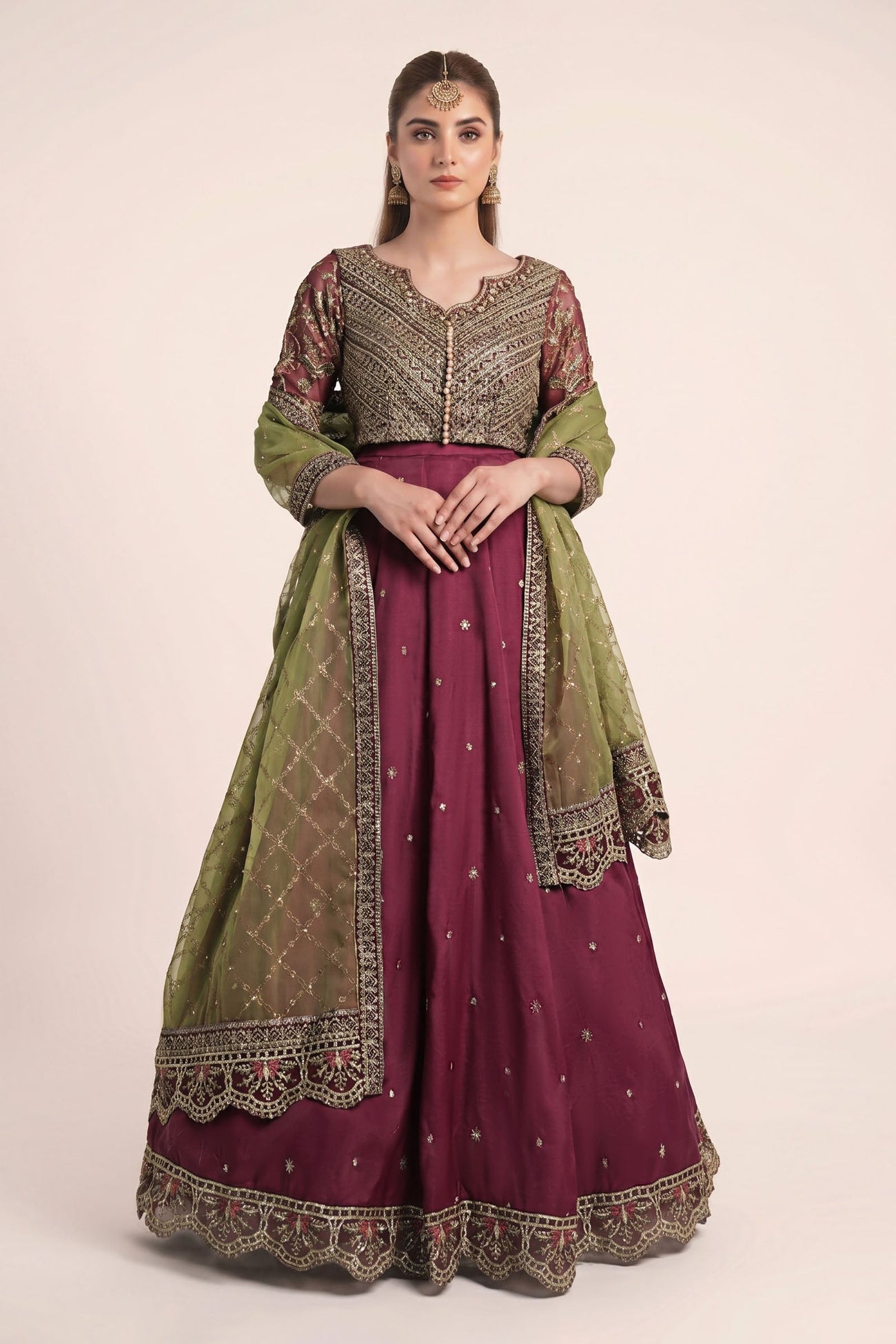 3 Piece Embroidered Raw Silk Suit