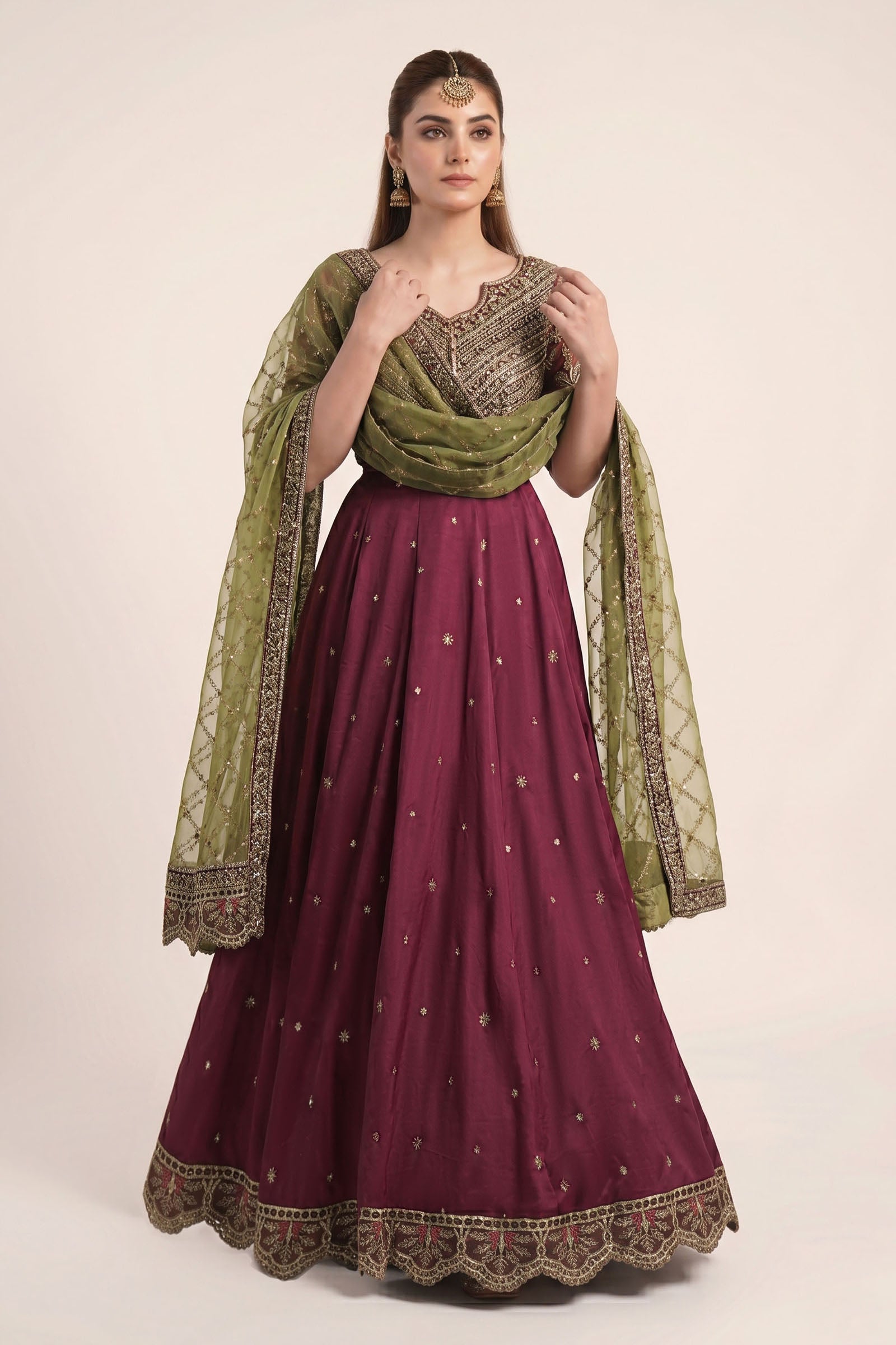 3 Piece Embroidered Raw Silk Suit