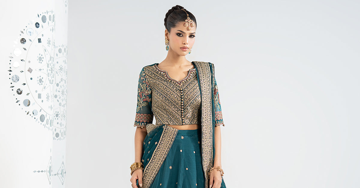 3 Piece Embroidered Raw Silk Suit
