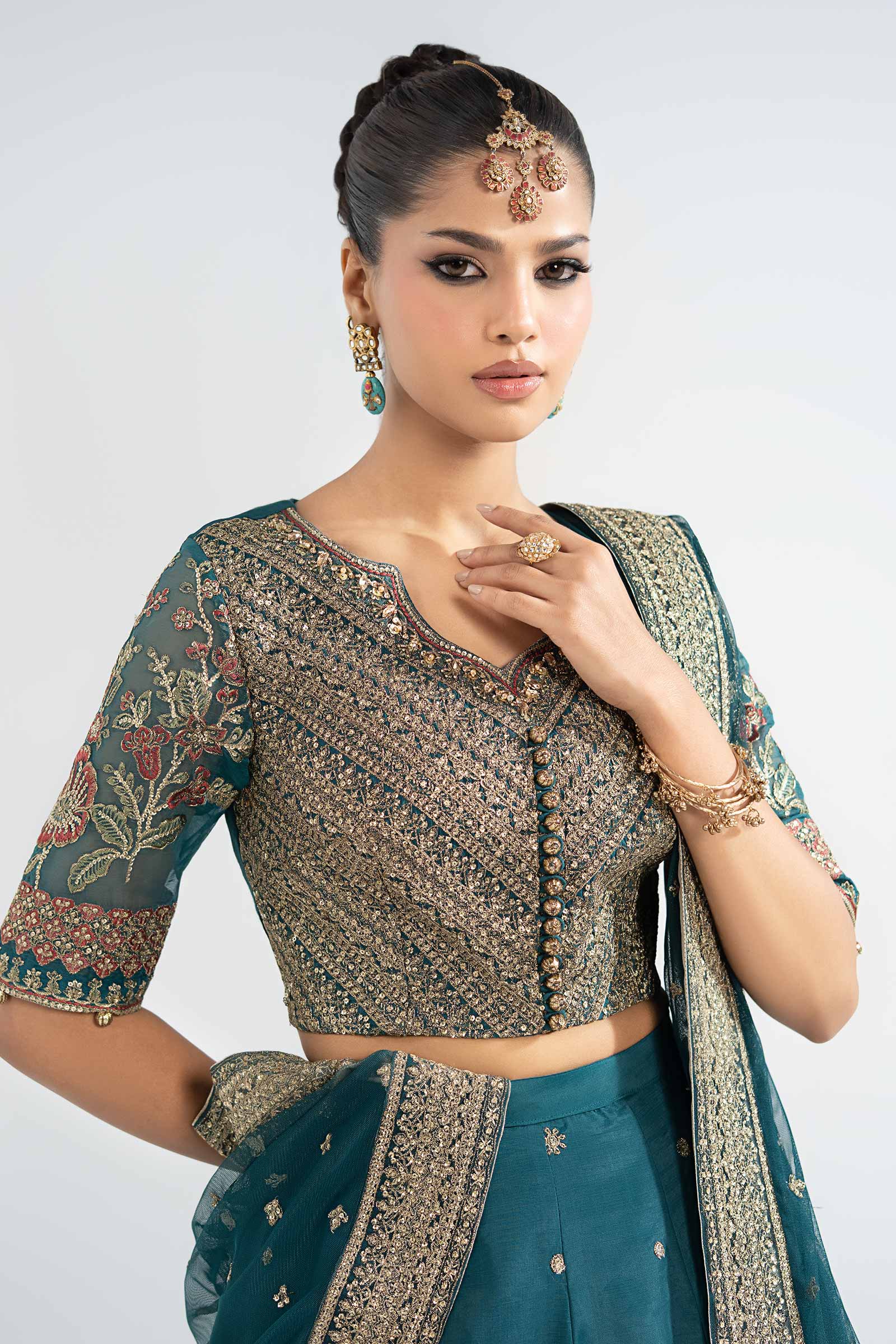 3 Piece Embroidered Raw Silk Suit