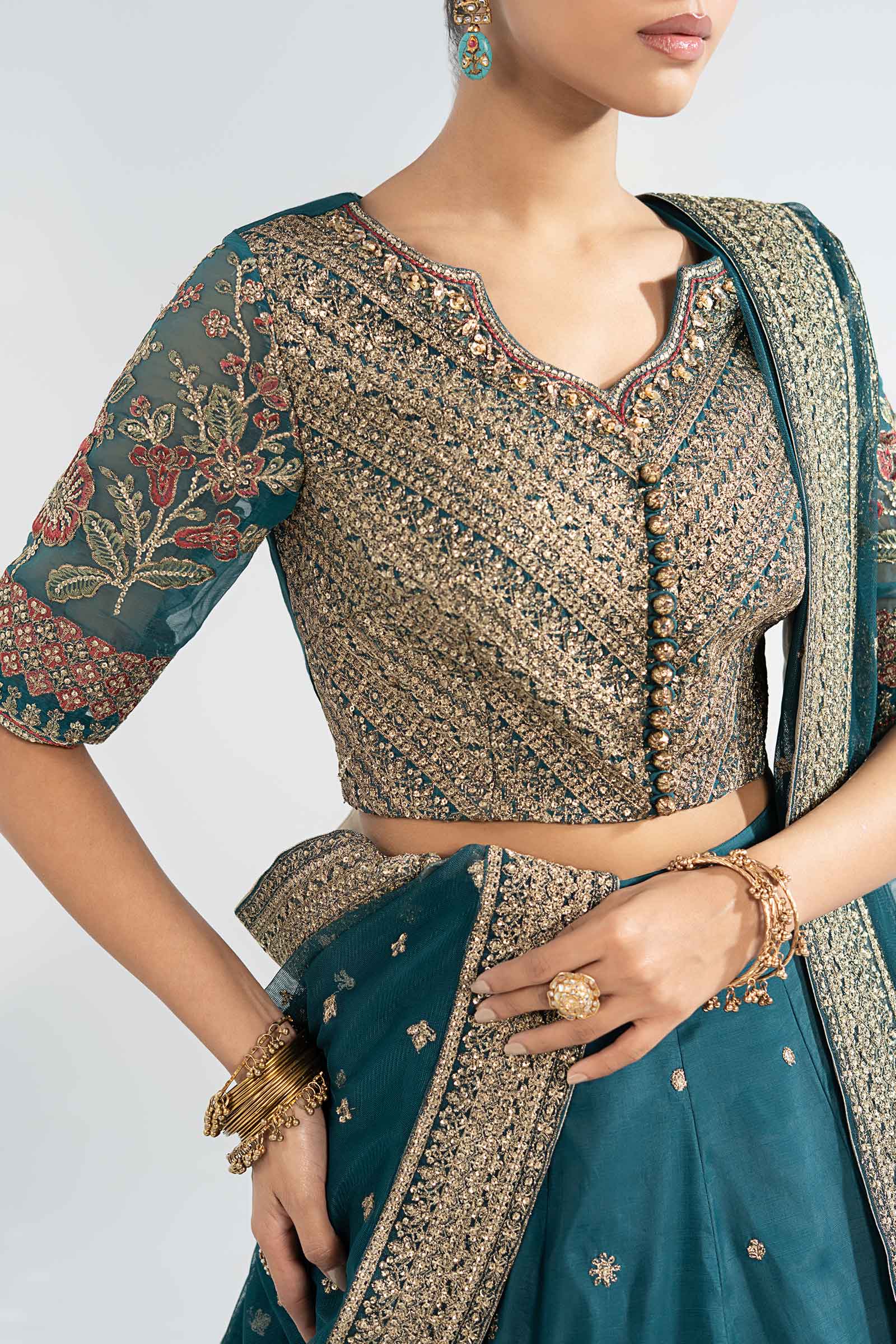 3 Piece Embroidered Raw Silk Suit