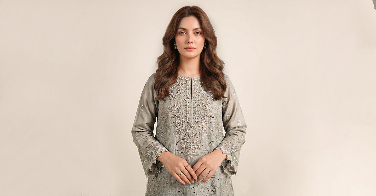 3 Piece Embroidered Tissue Silk Suit