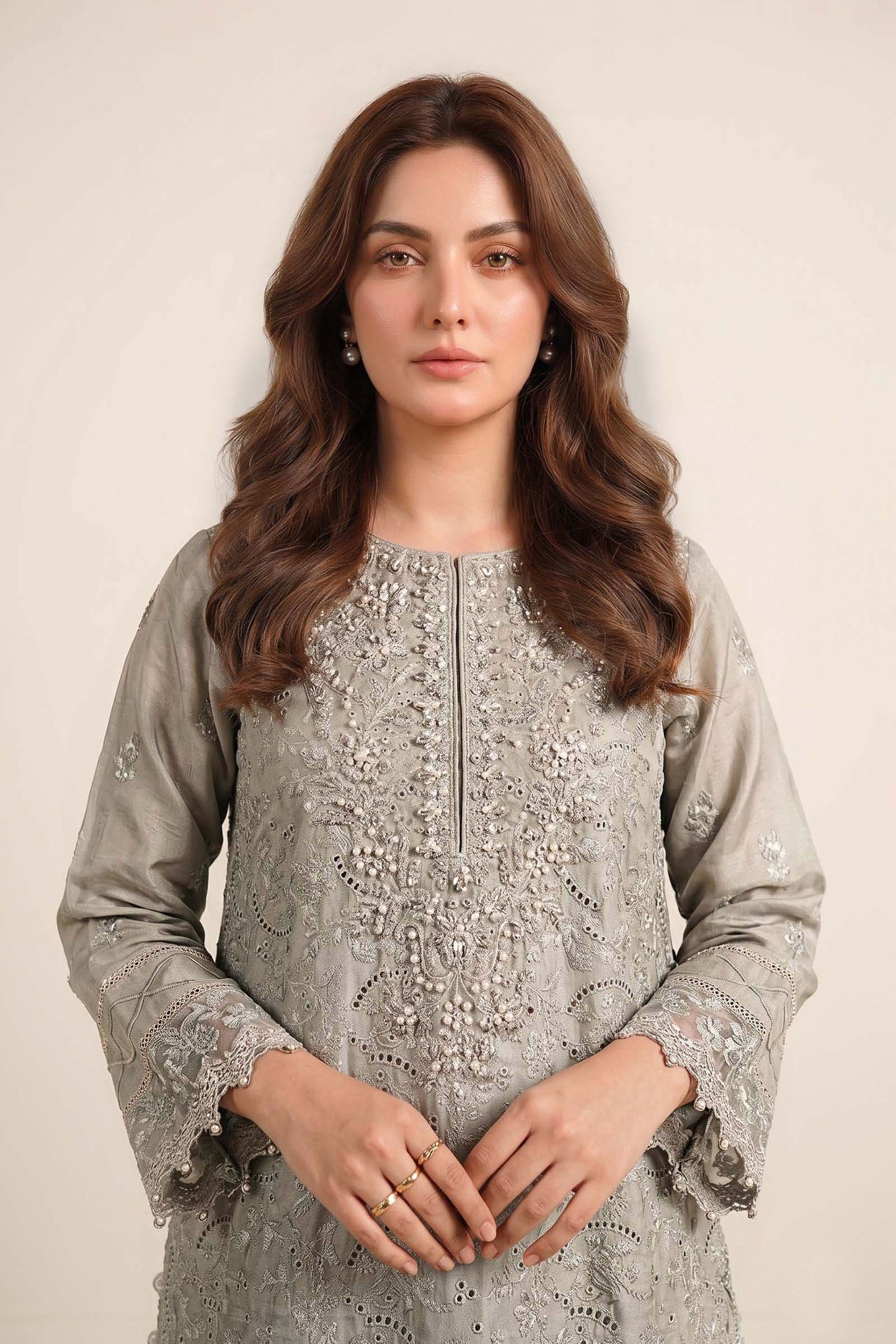 3 Piece Embroidered Tissue Silk Suit