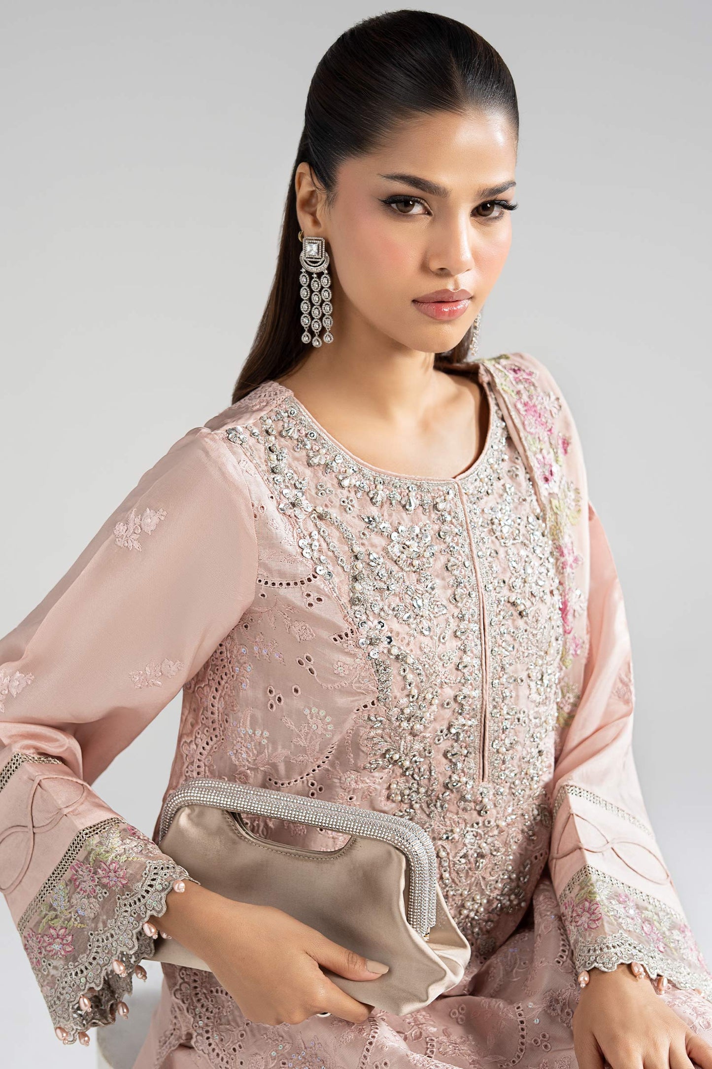 3 Piece Embroidered Tissue Silk Suit