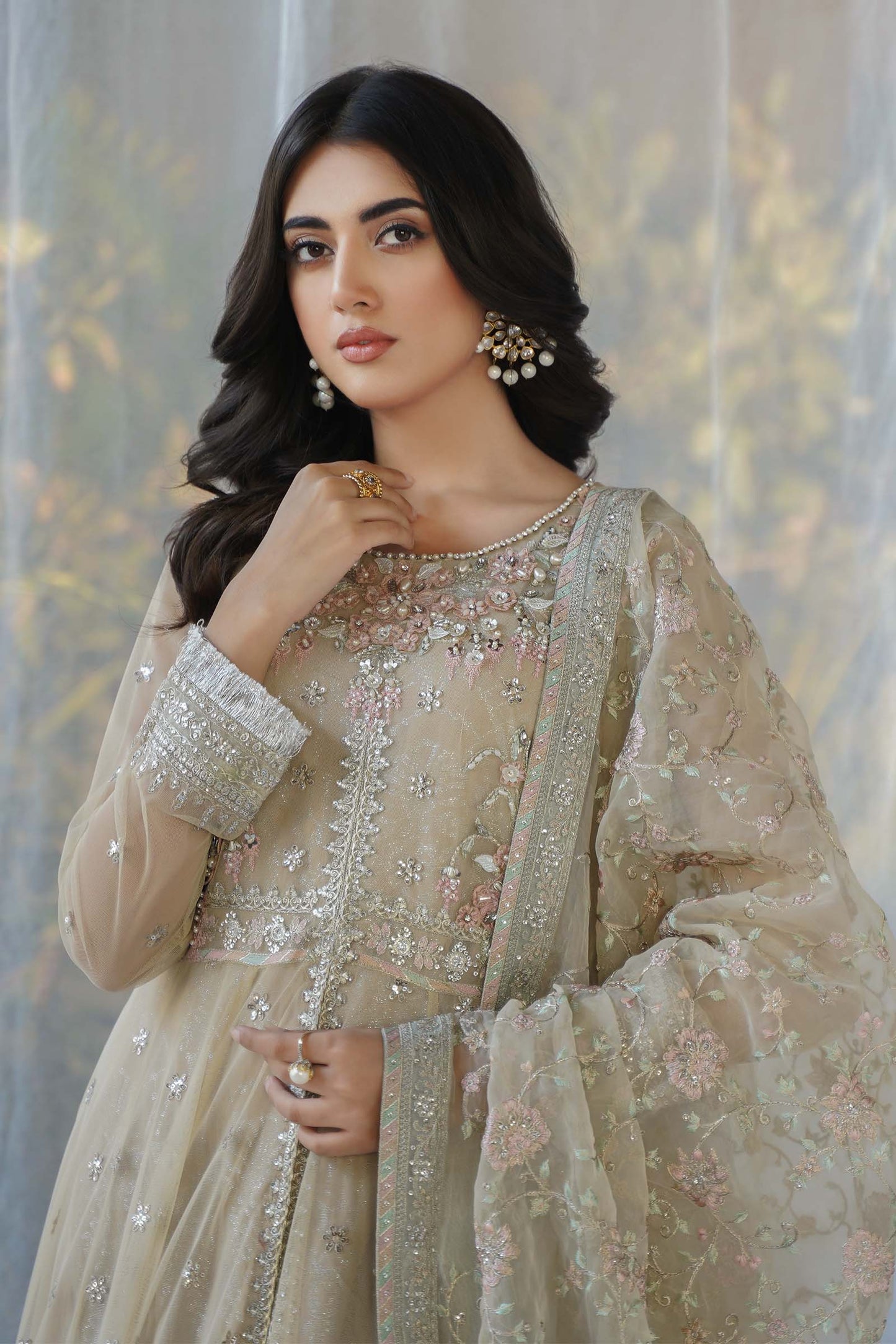 3 Piece Embroidered Net Suit