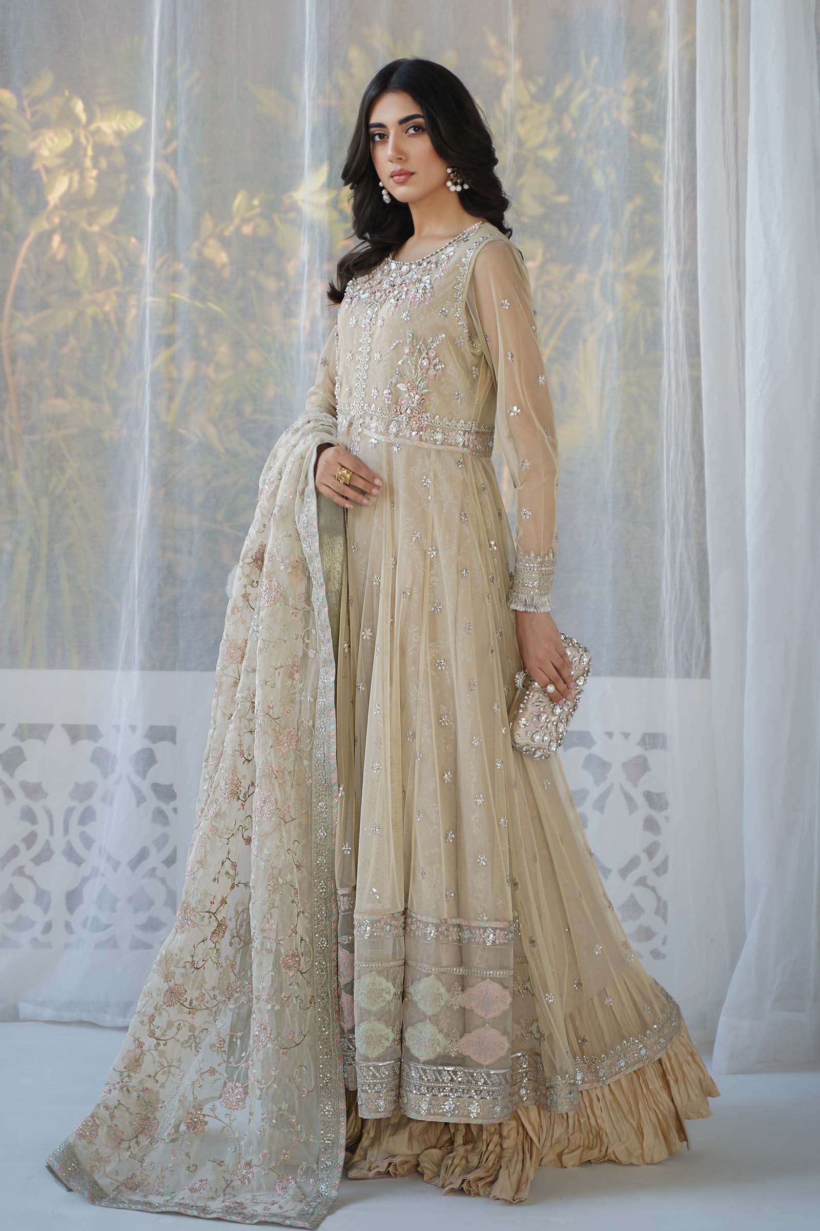 3 Piece Embroidered Net Suit