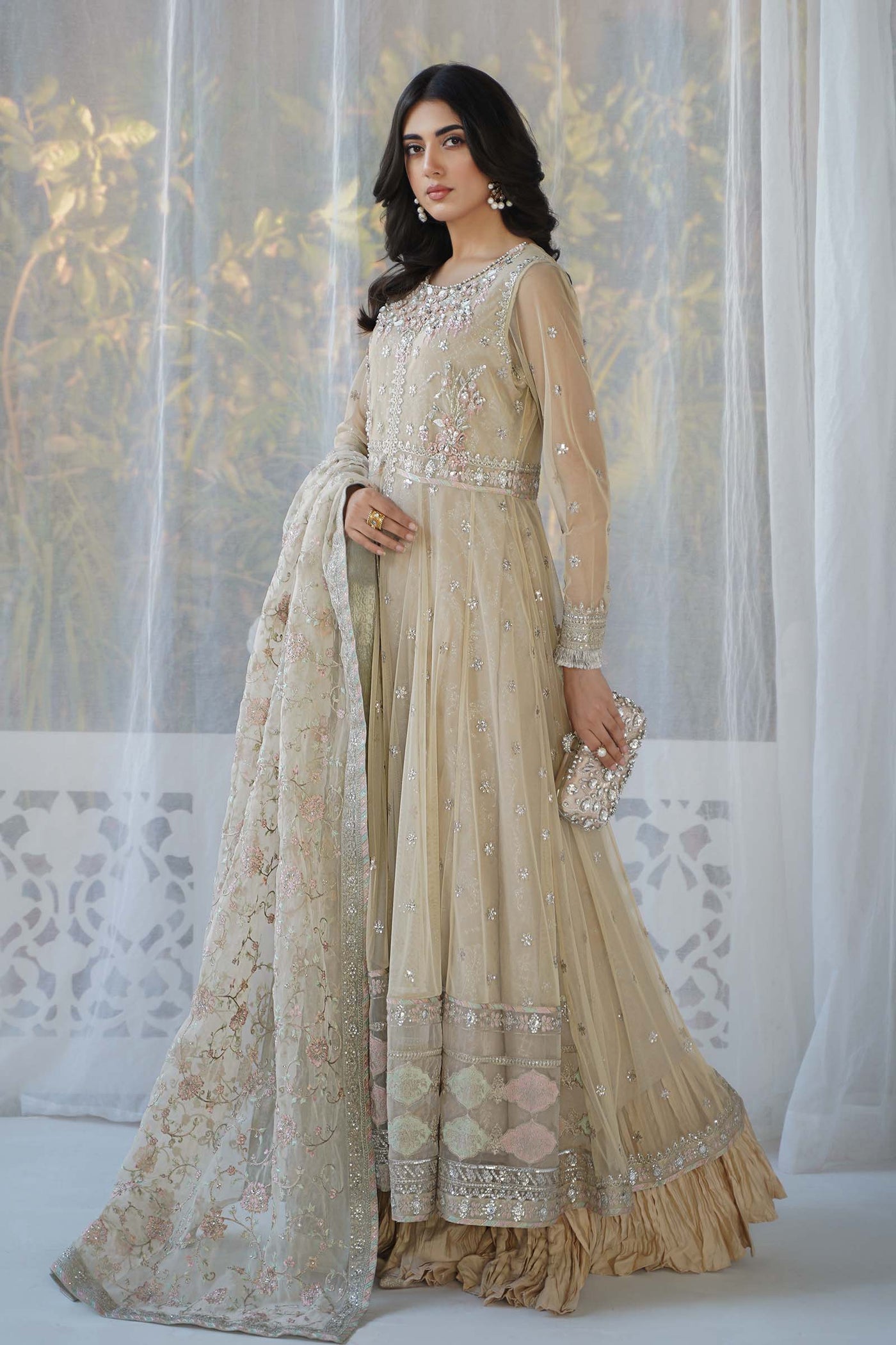 3 PIECE EMBROIDERED NET SUIT | SF-EF24-18