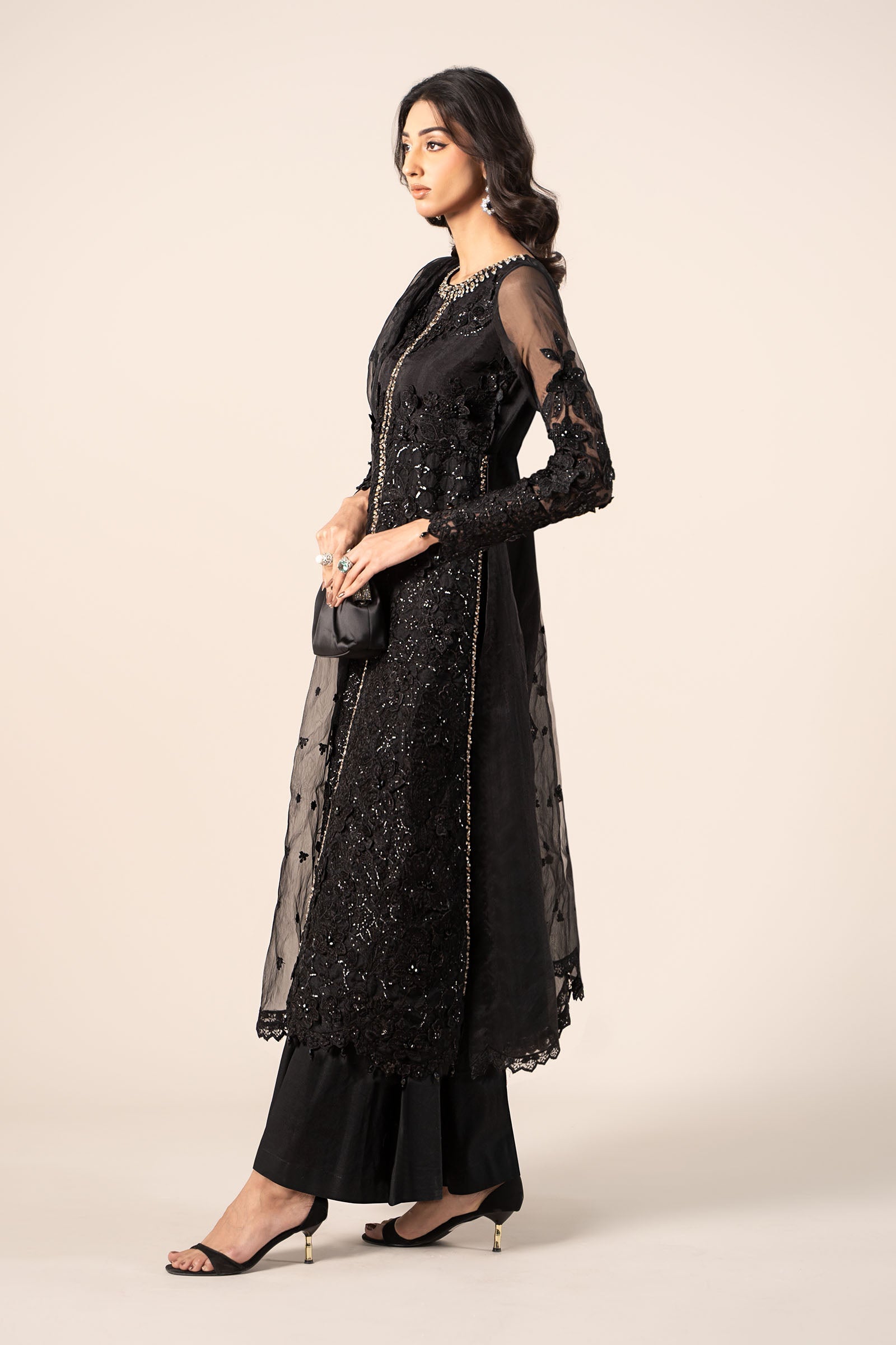 3 Piece Embroidered Organza Suit