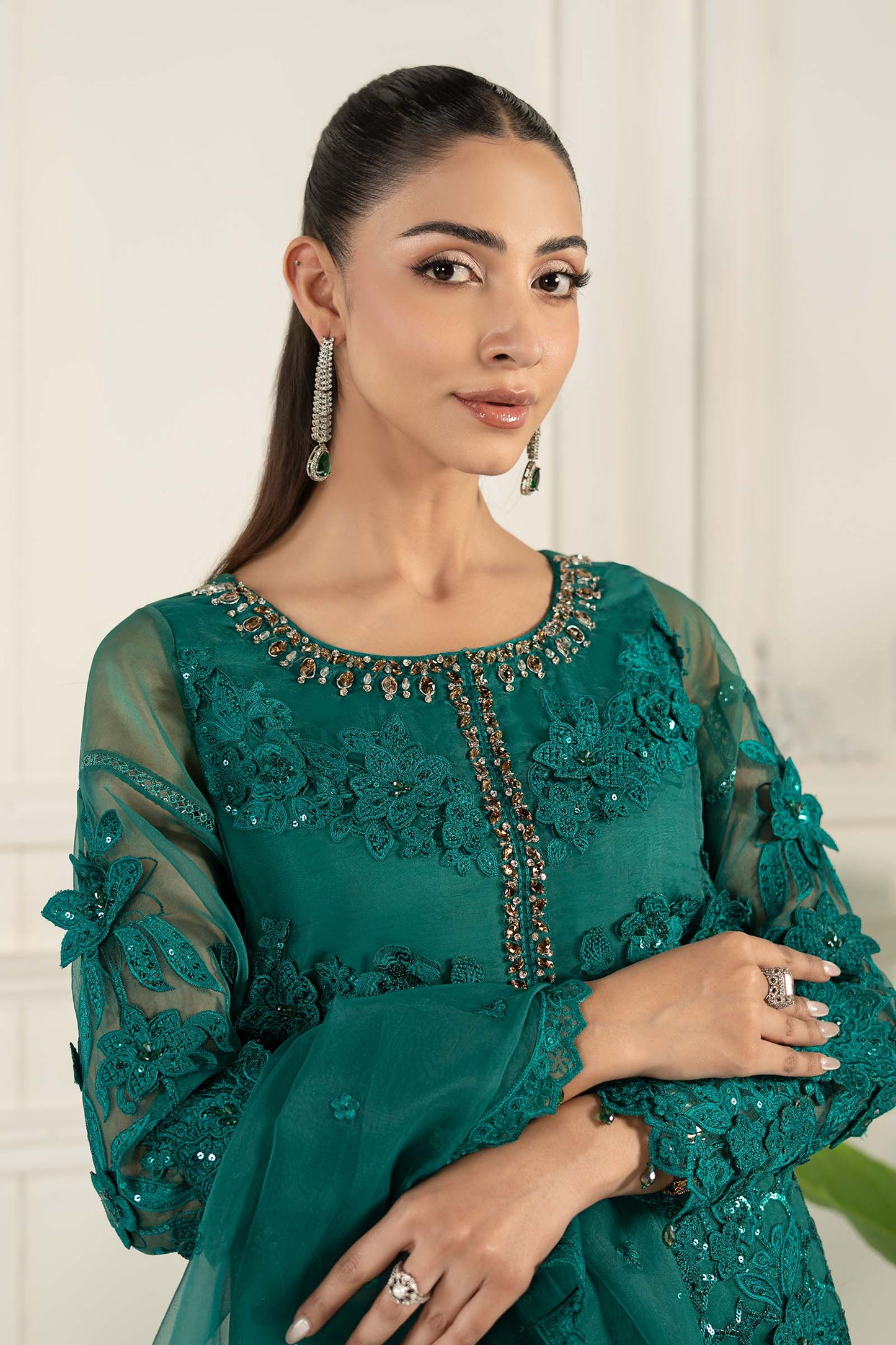 3 Piece Embroidered Organza Suit