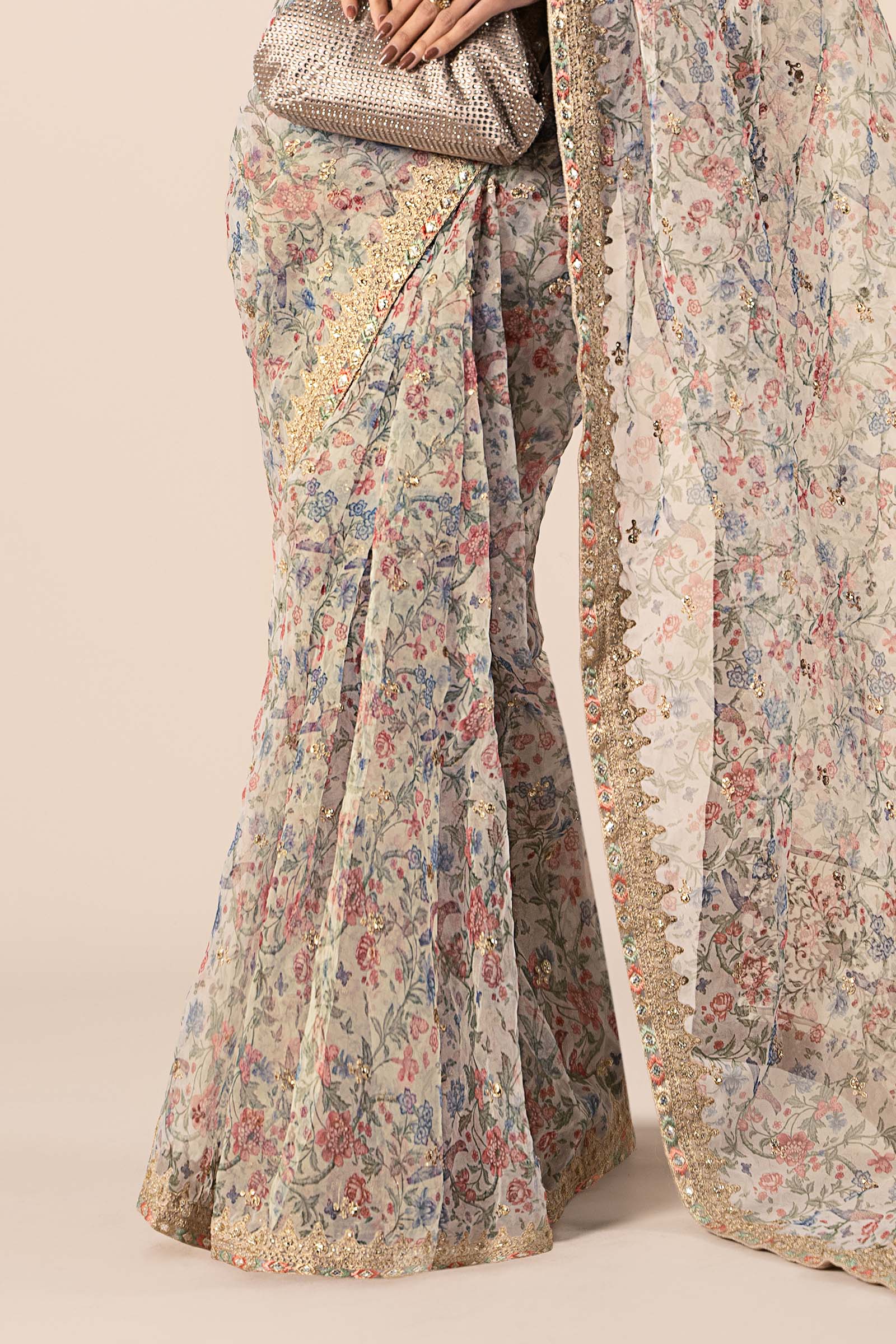 Embroidered Organza Saree