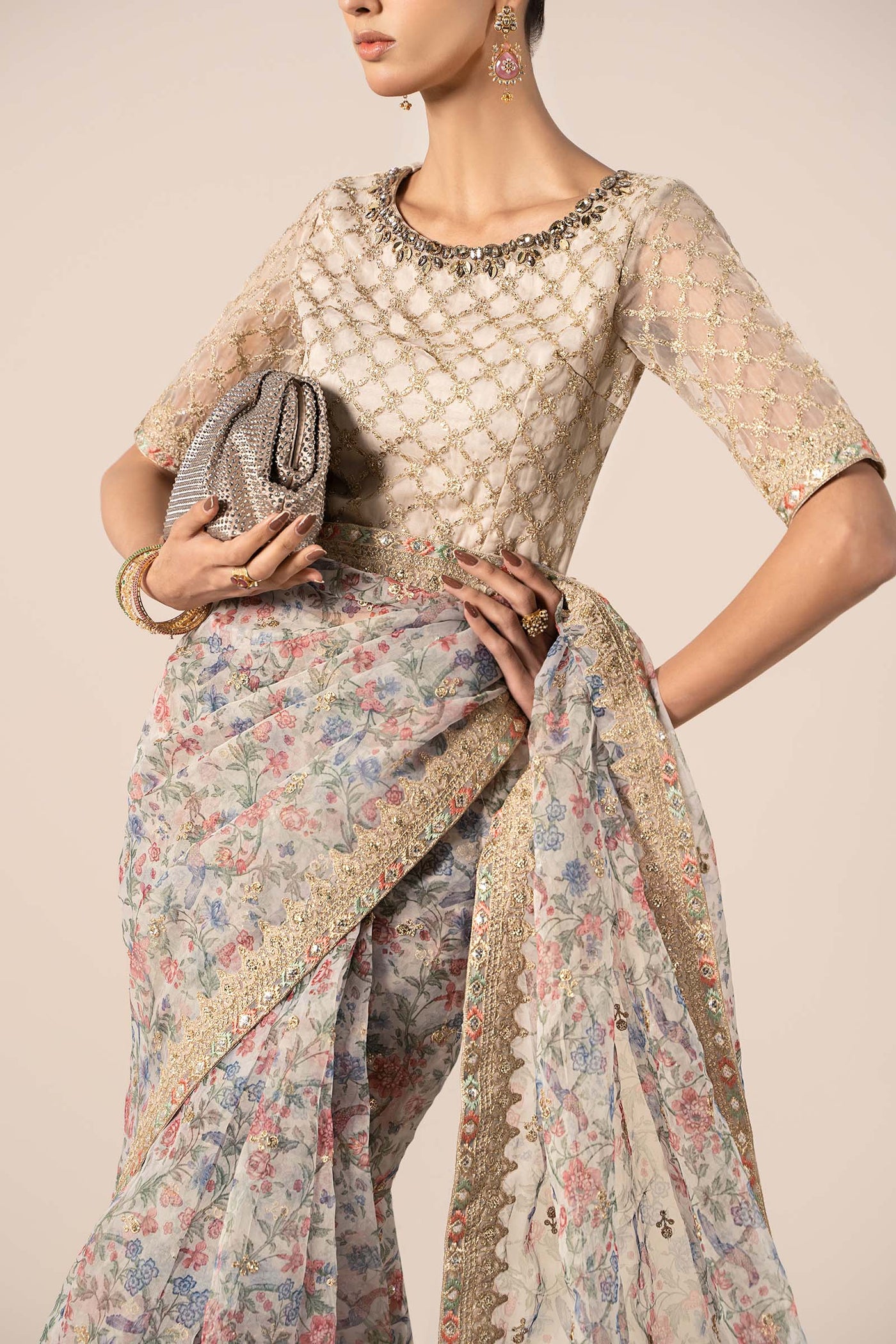 Embroidered Organza Saree | SF-EF25-08