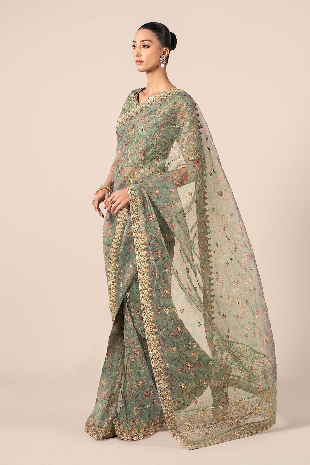 3 Piece Embroidered Organza Suit | Sf-W24-09