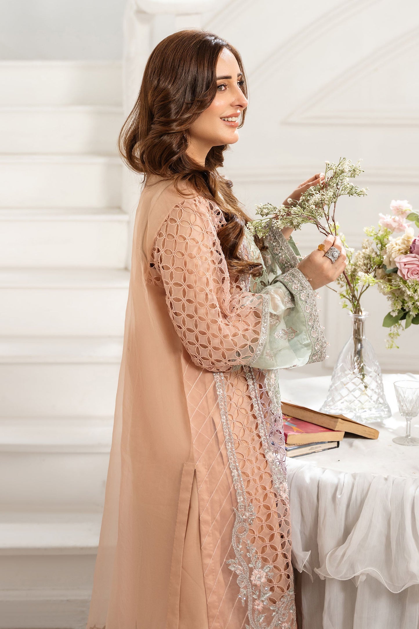 3 Piece Embroidered Organza Suit