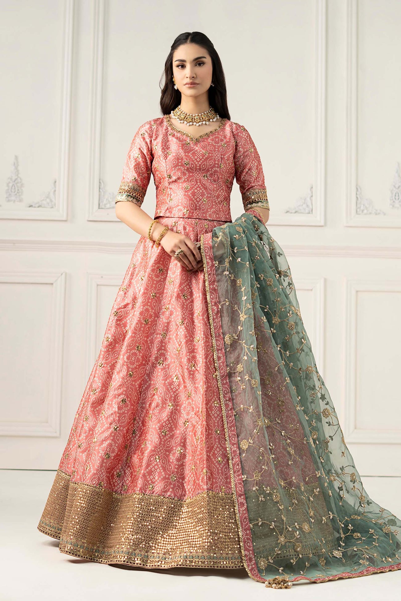 3 Piece Embroidered Raw Silk Suit