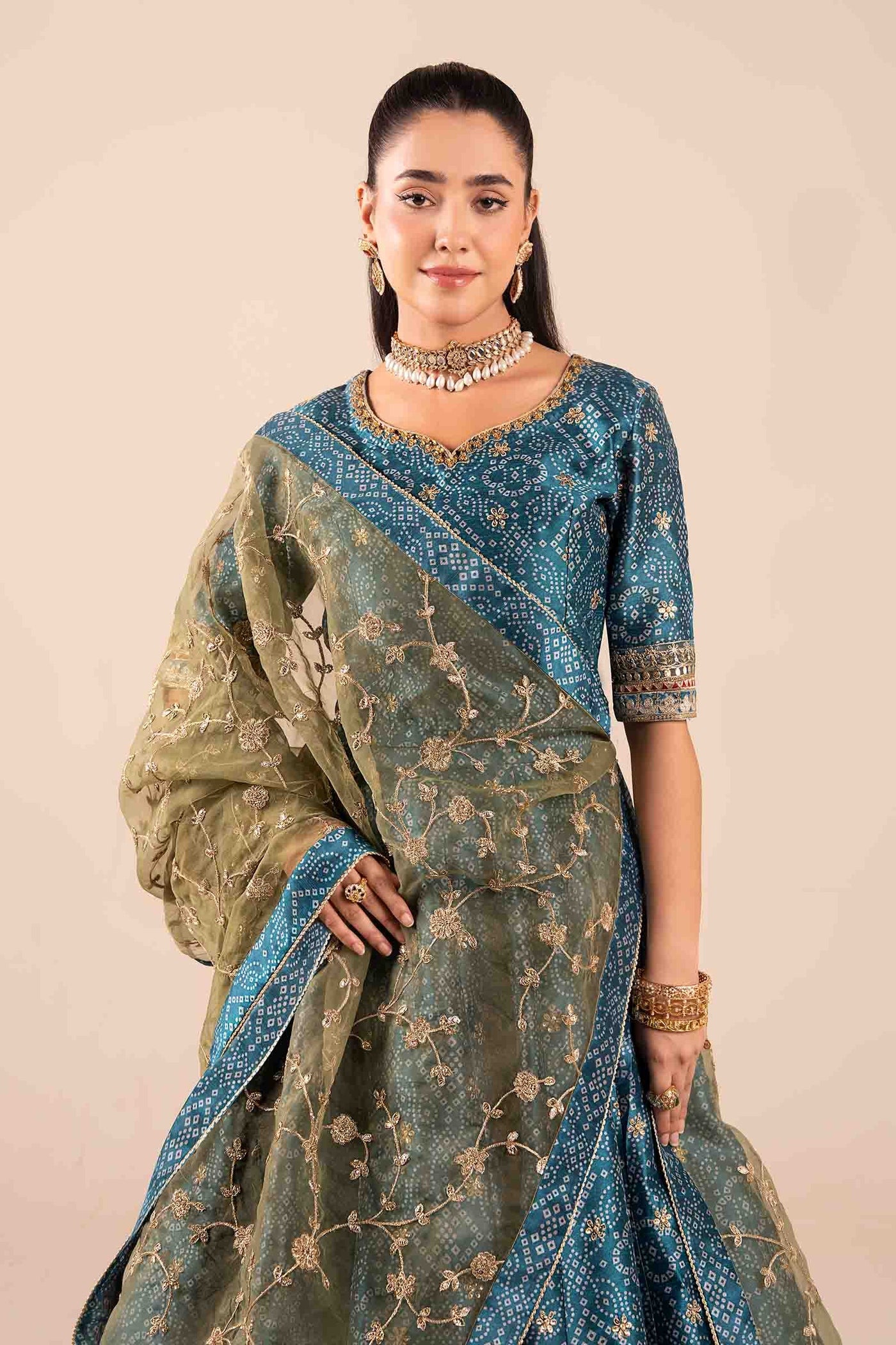 3 Piece Embroidered Raw Silk Suit | SF-EF25-11