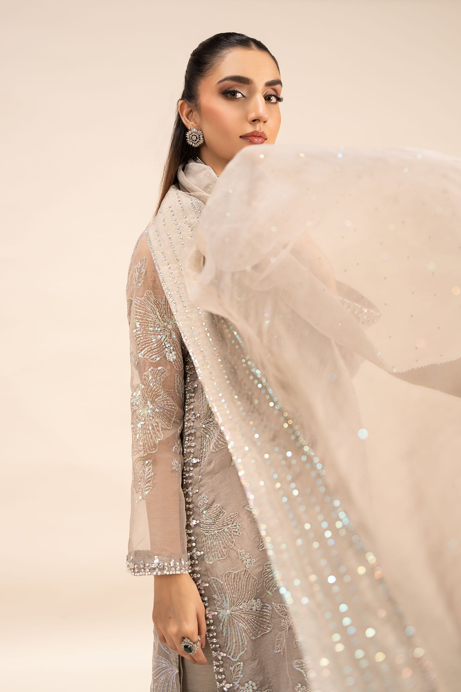 3 Piece Embroidered Organza Suit