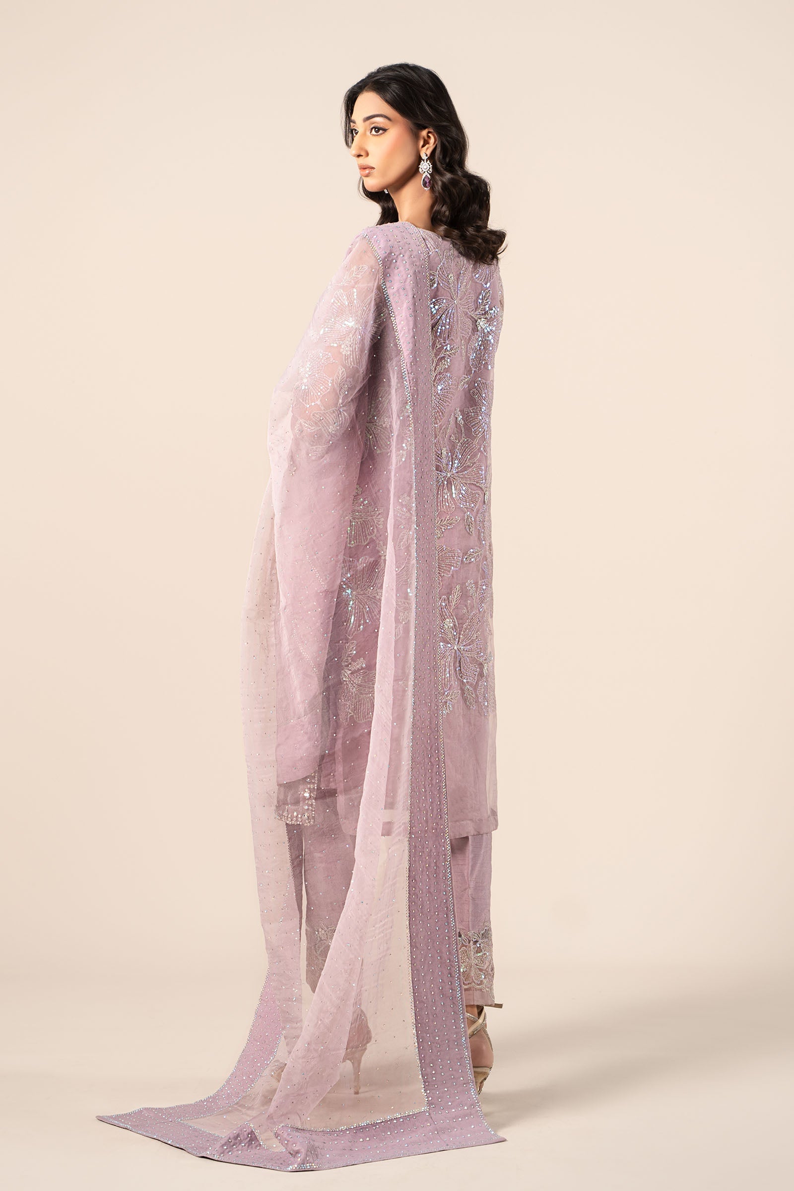 3 Piece Embroidered Organza Suit