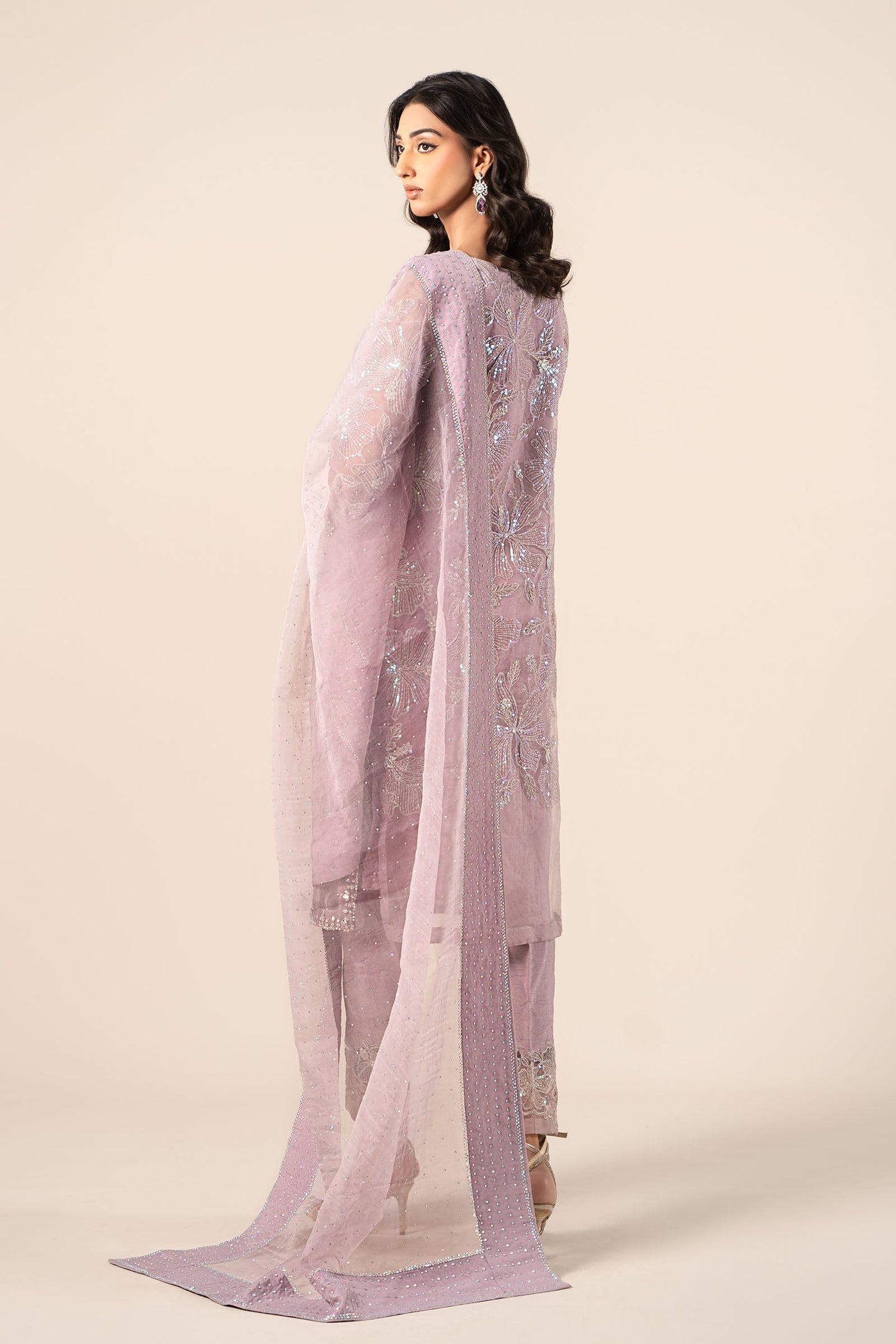3 Piece Embroidered Organza Suit