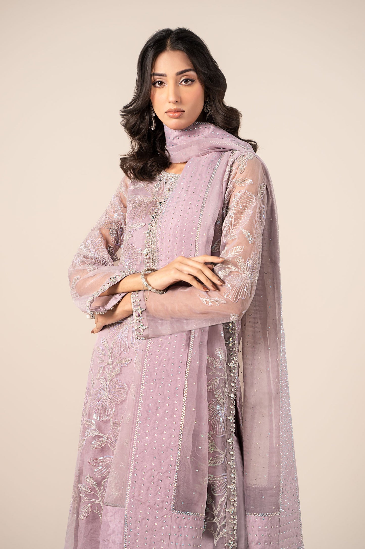 3 Piece Embroidered Organza Suit