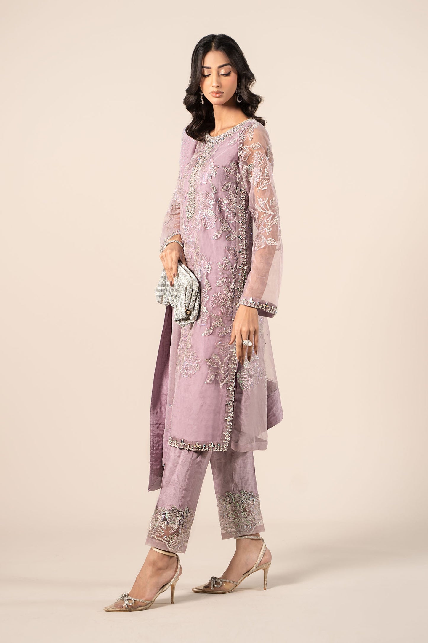 3 Piece Embroidered Organza Suit