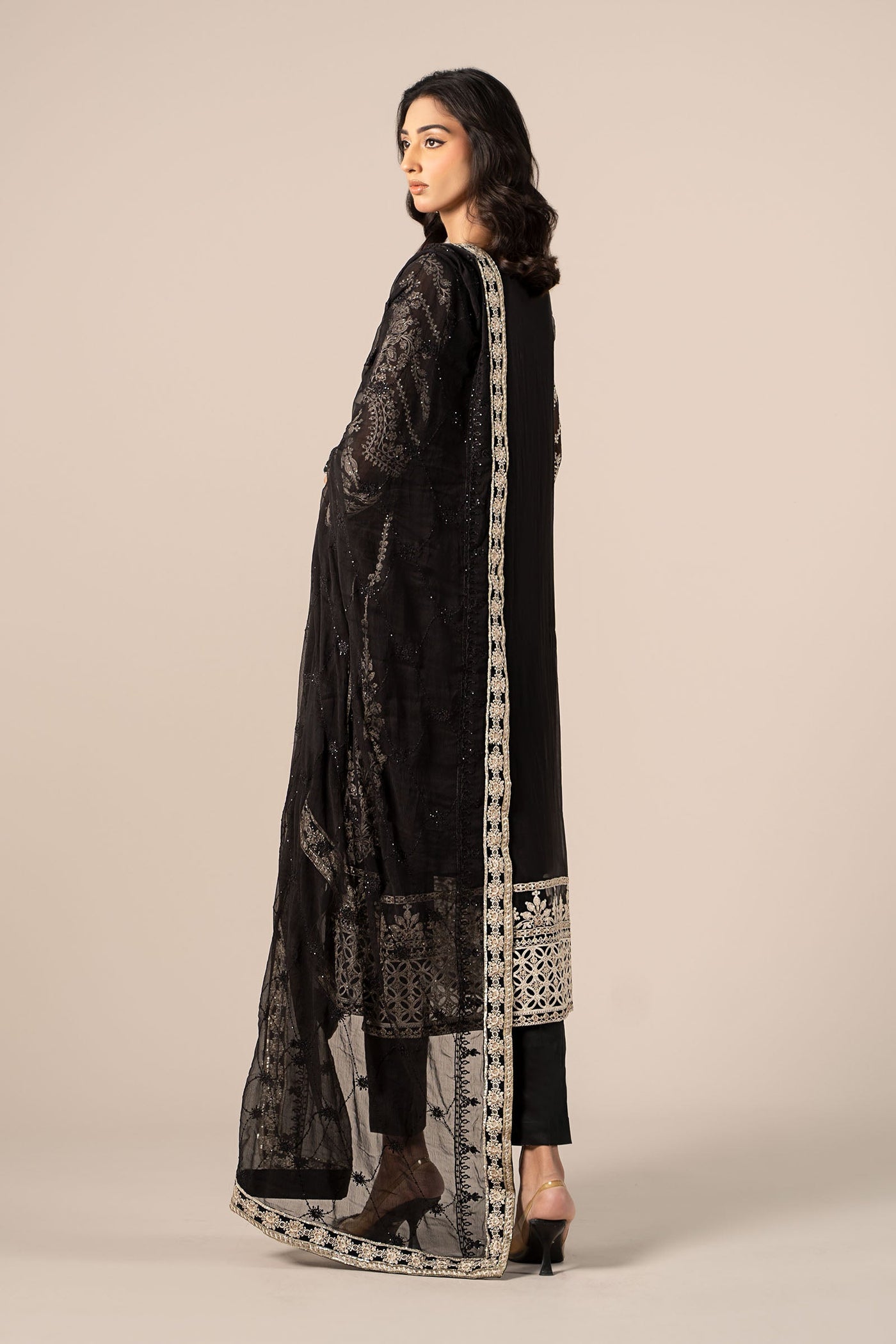 3 Piece Embroidered Chiffon Suit