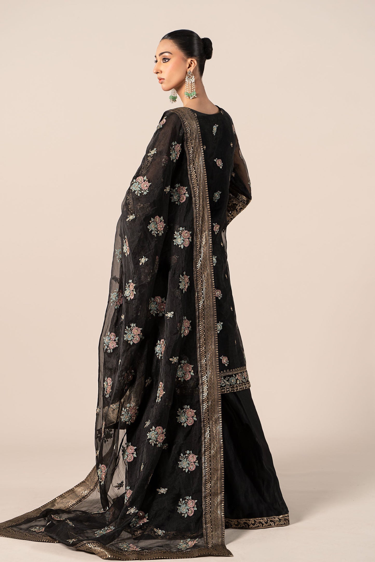 3 Piece Embroidered Organza Suit