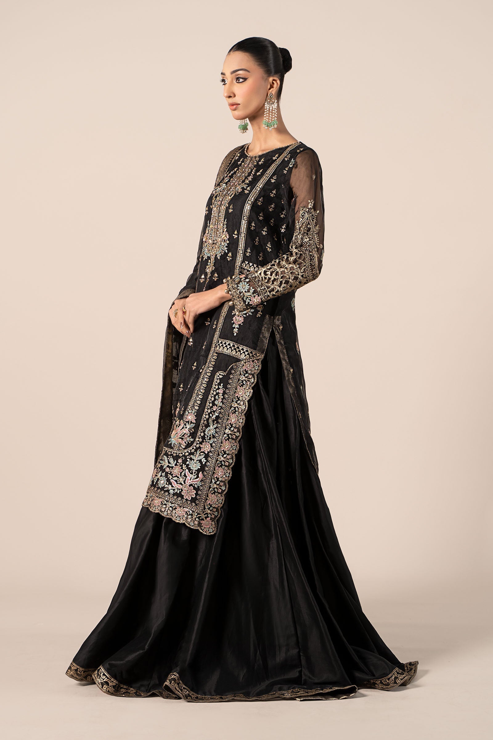 3 Piece Embroidered Organza Suit