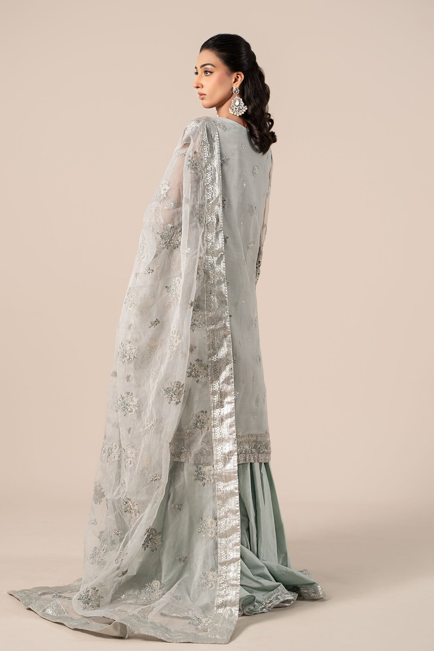 3 Piece Embroidered Organza Suit