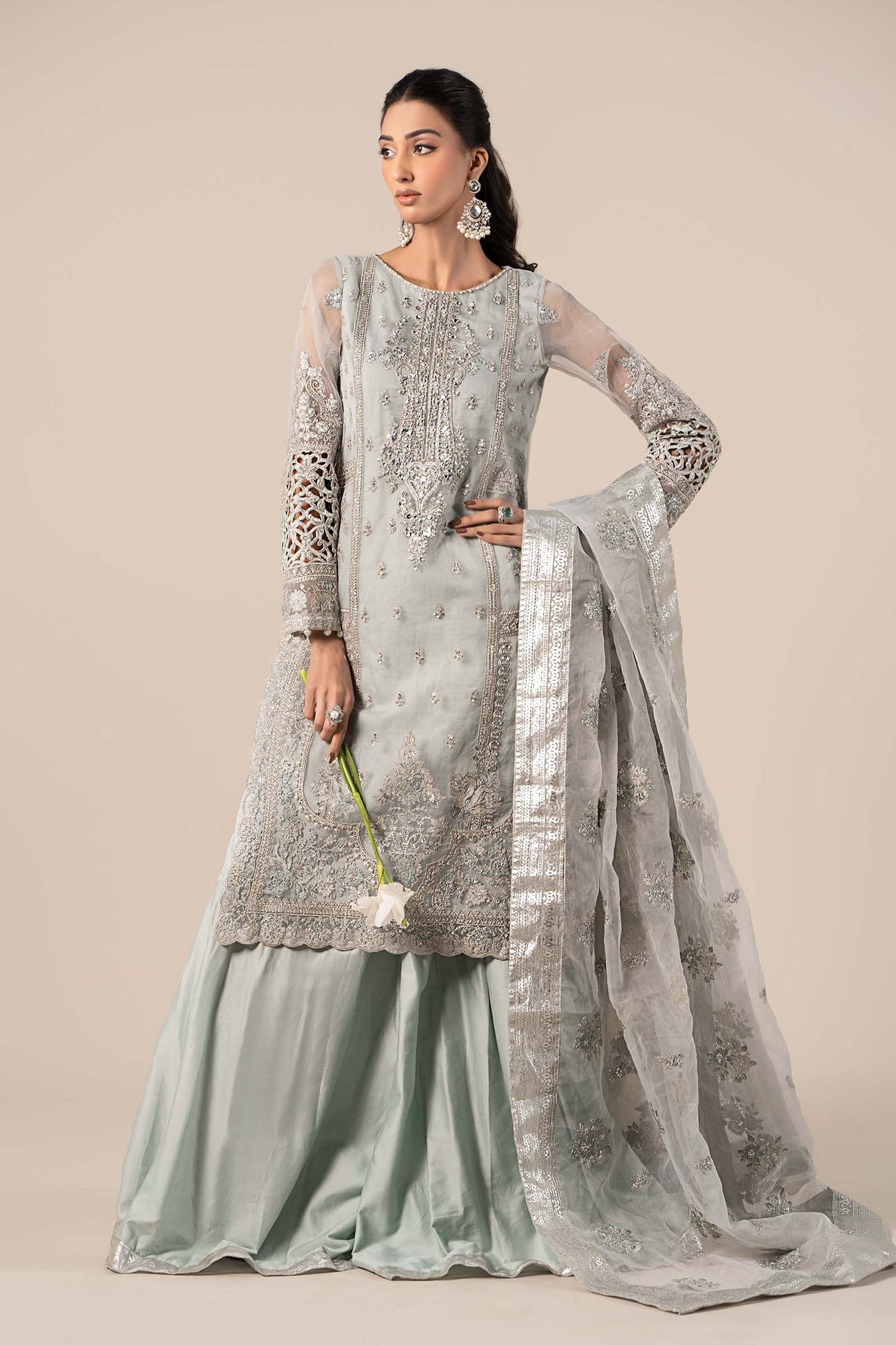 3 Piece Embroidered Organza Suit