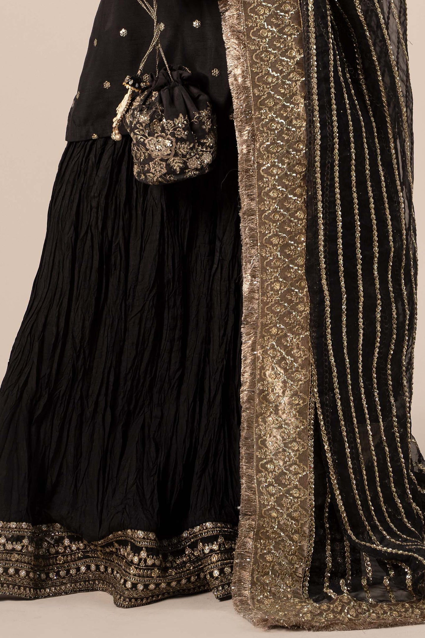 3 Piece Embroidered Raw Silk Suit