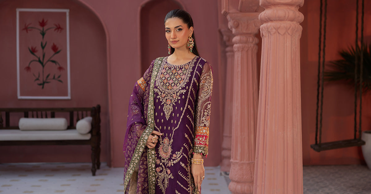 3 Piece Embroidered Organza Suit