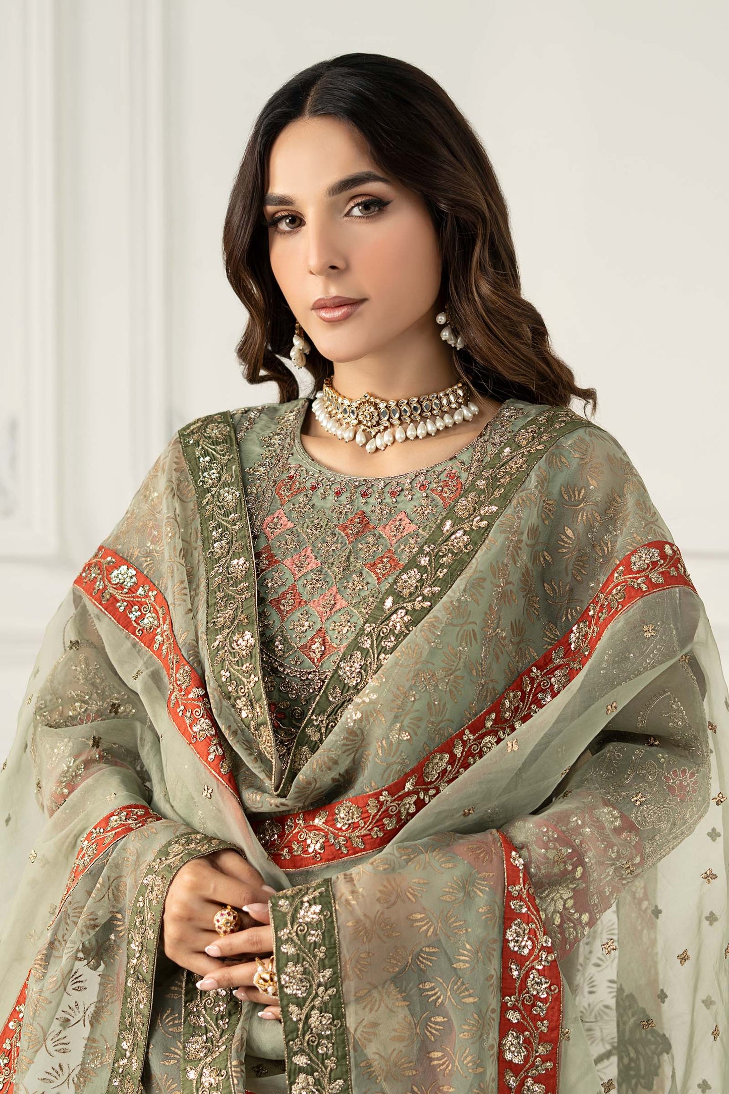 3 Piece Embroidered Organza Suit