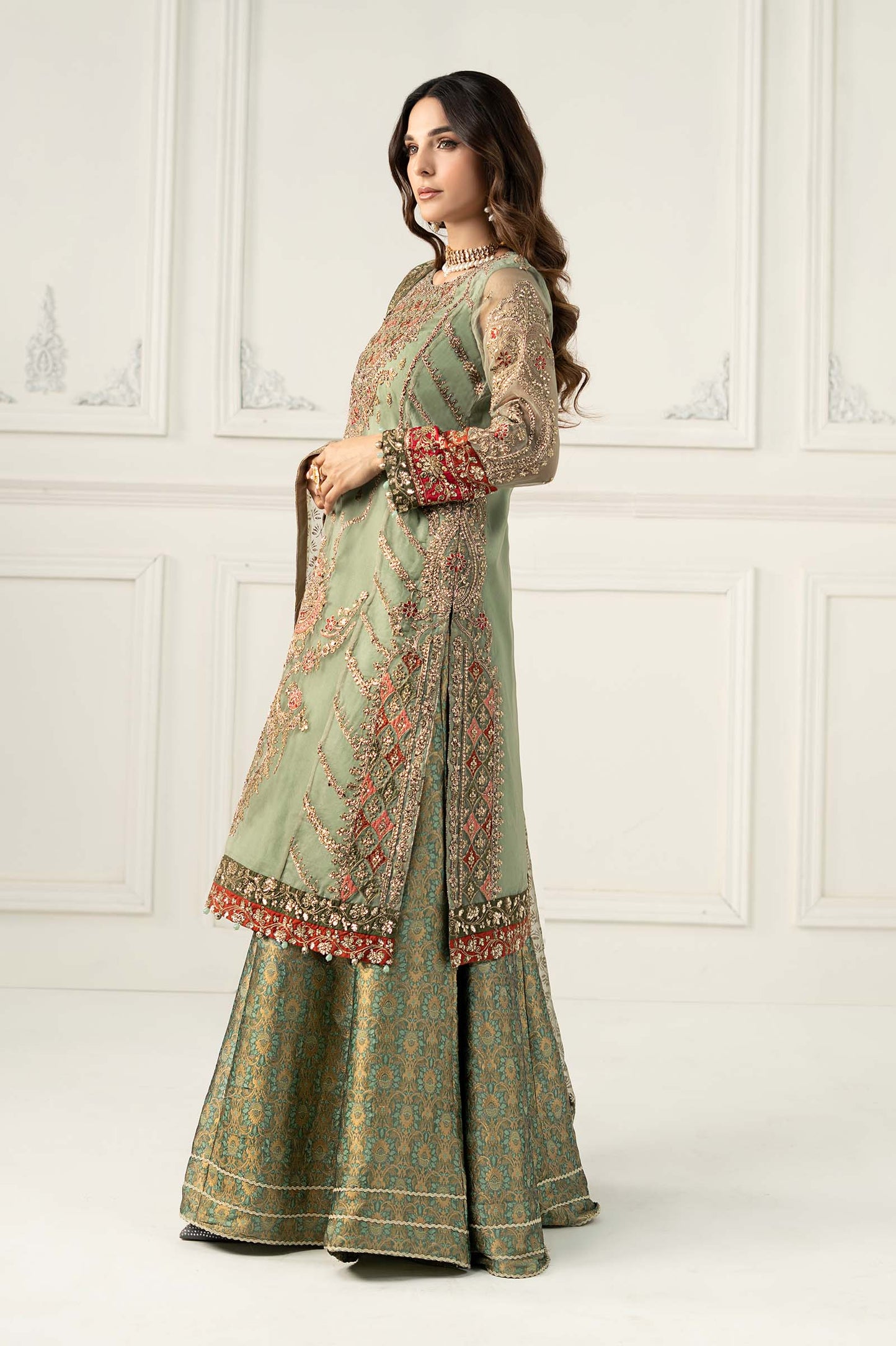 3 Piece Embroidered Organza Suit