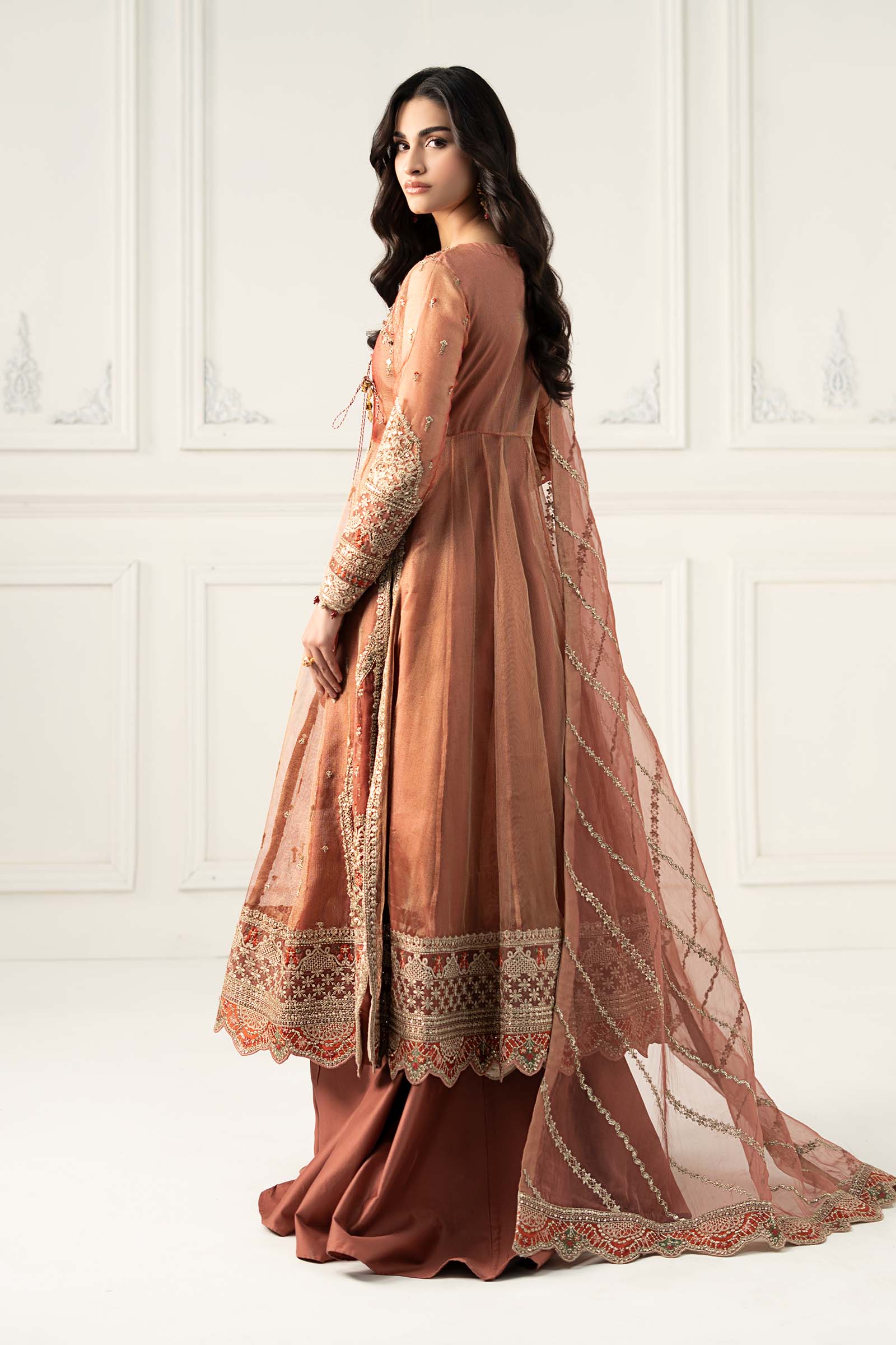 3 Piece Embroidered Zari Net Suit