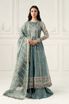 3 Piece Embroidered Zari Net Suit