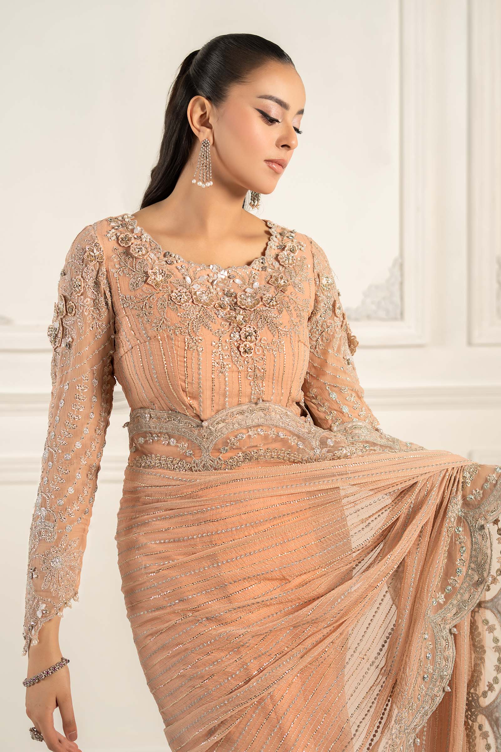 Embroidered Chiffon Saree