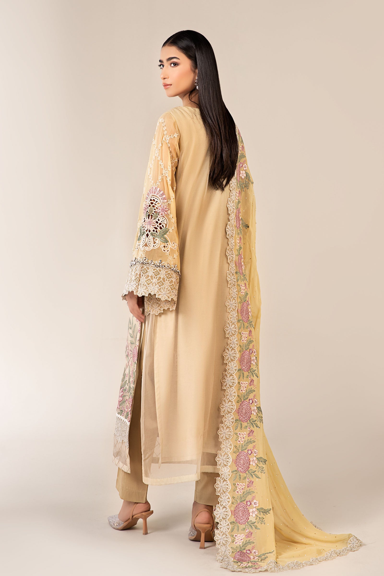 3 Piece Embroidered Chiffon Suit